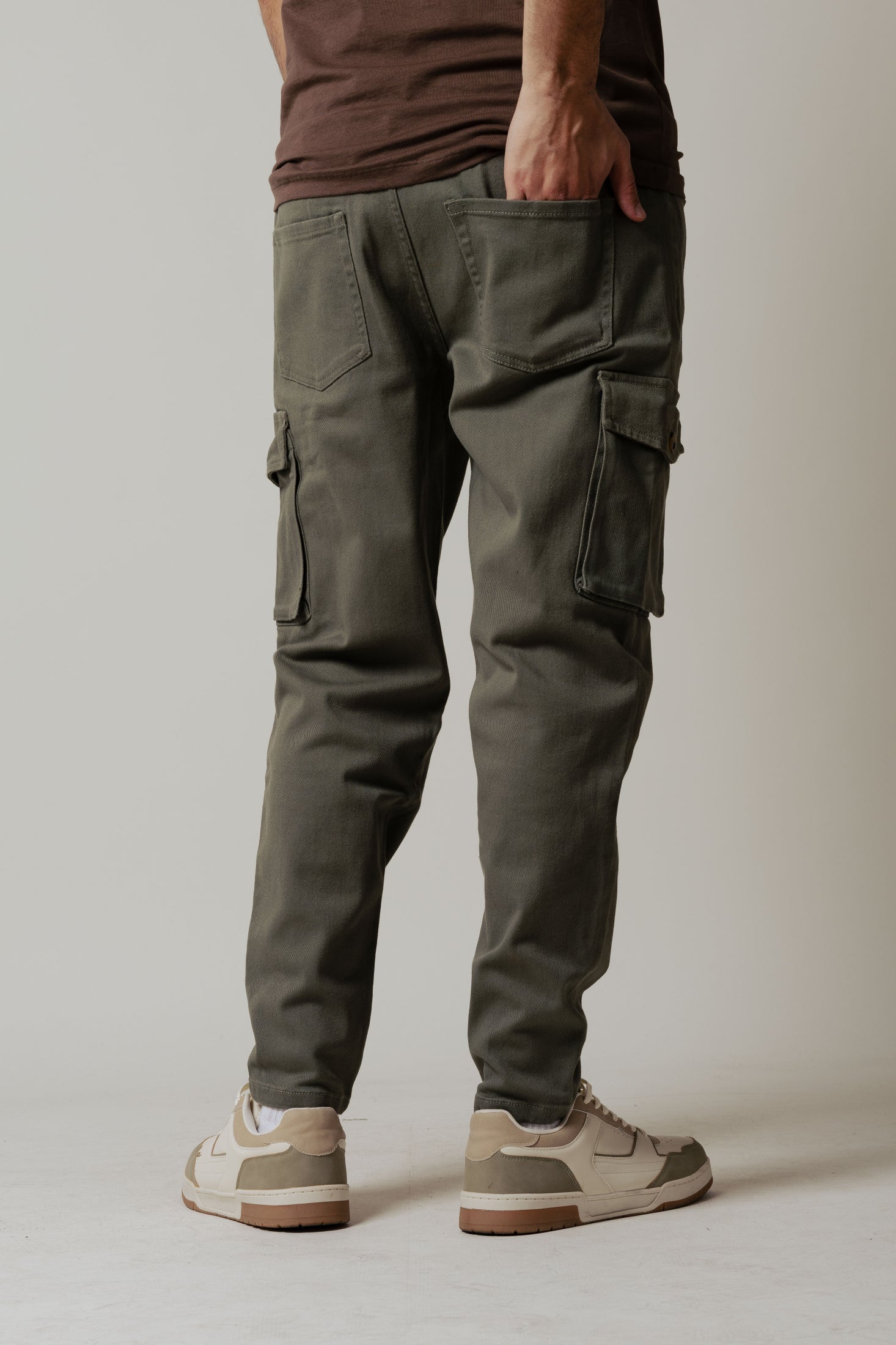 Pantalone jeans con tasconi|Colore:Verde militare