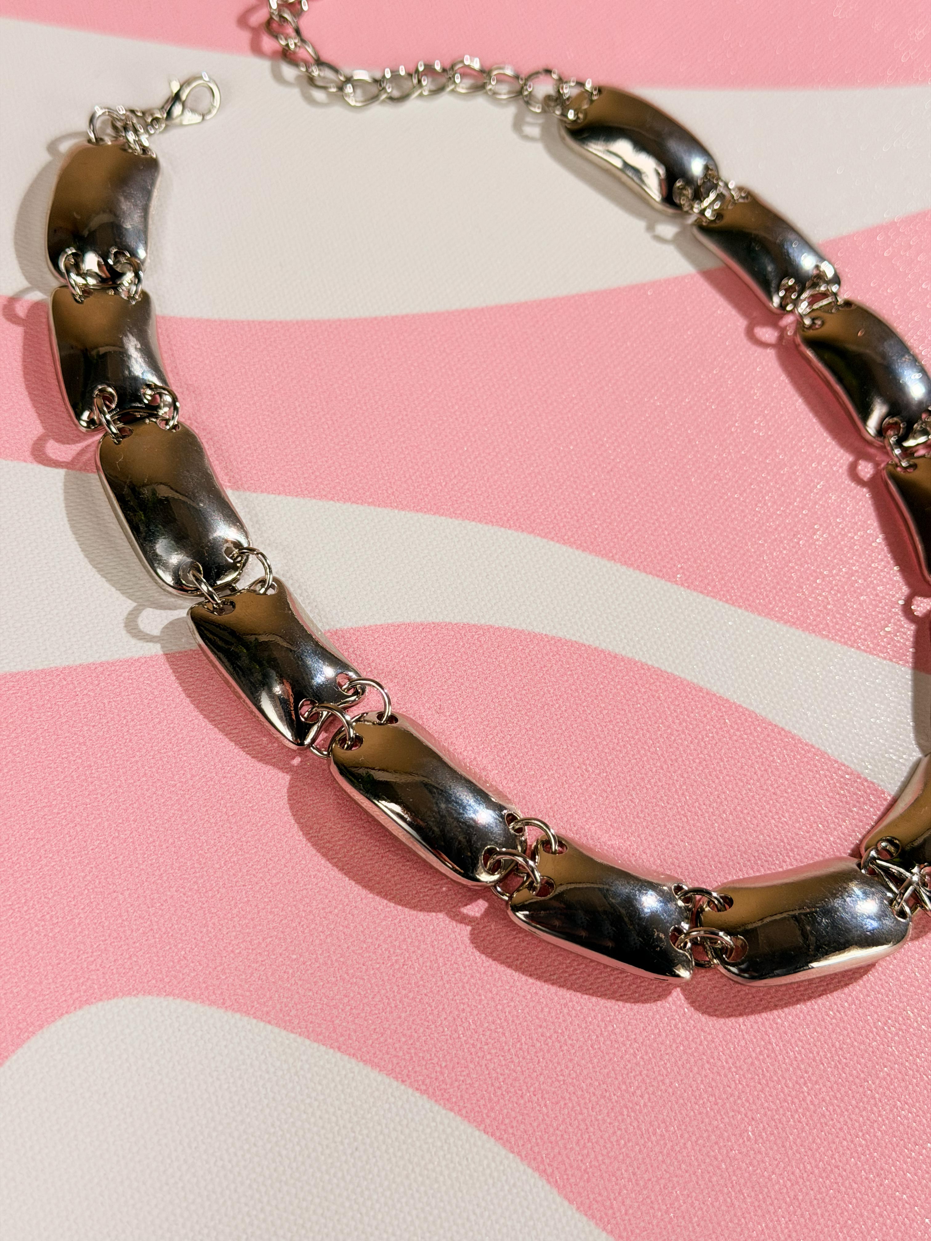 Collana choker maglie piatte|Colore:Argento