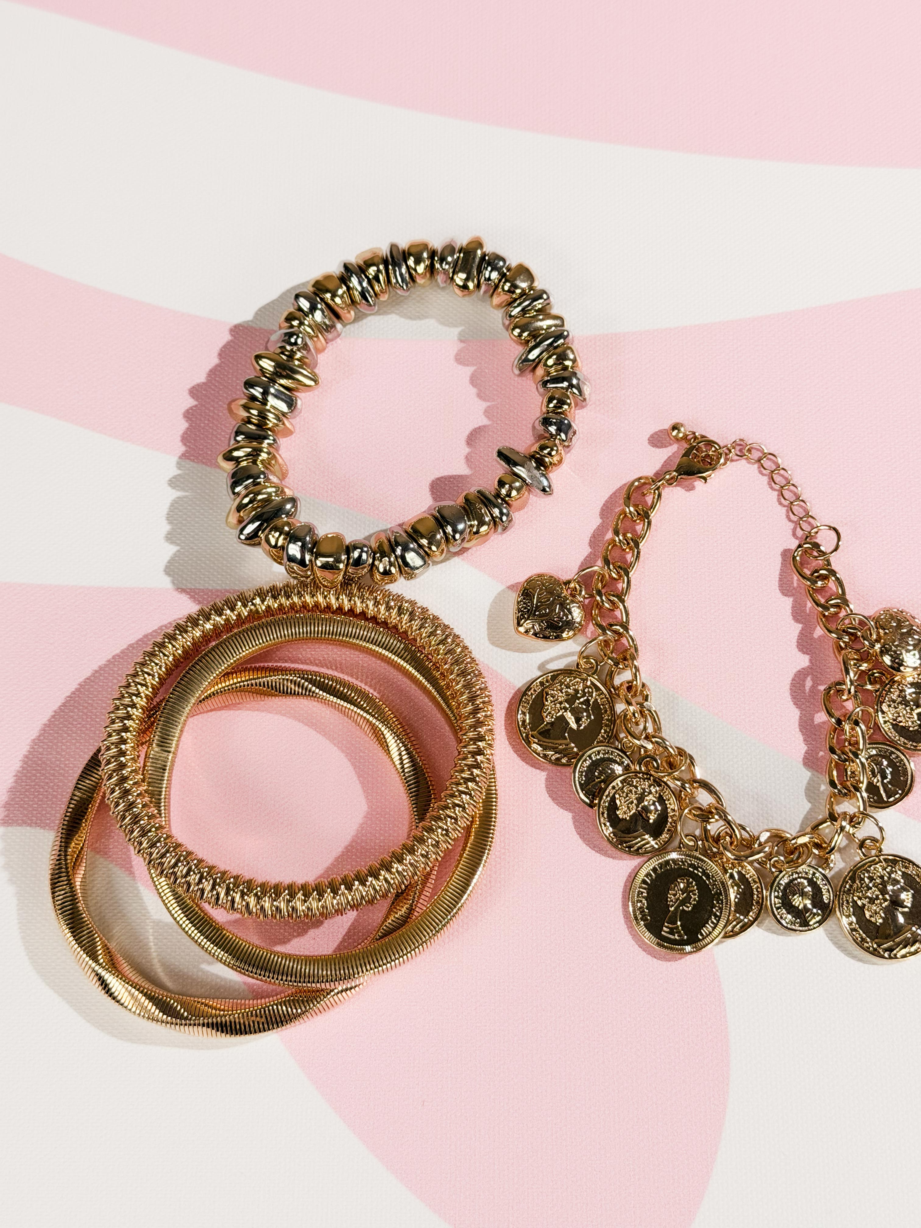 Bracciale nodini oro rosa, oro e argento|Colore:Oro/argento
