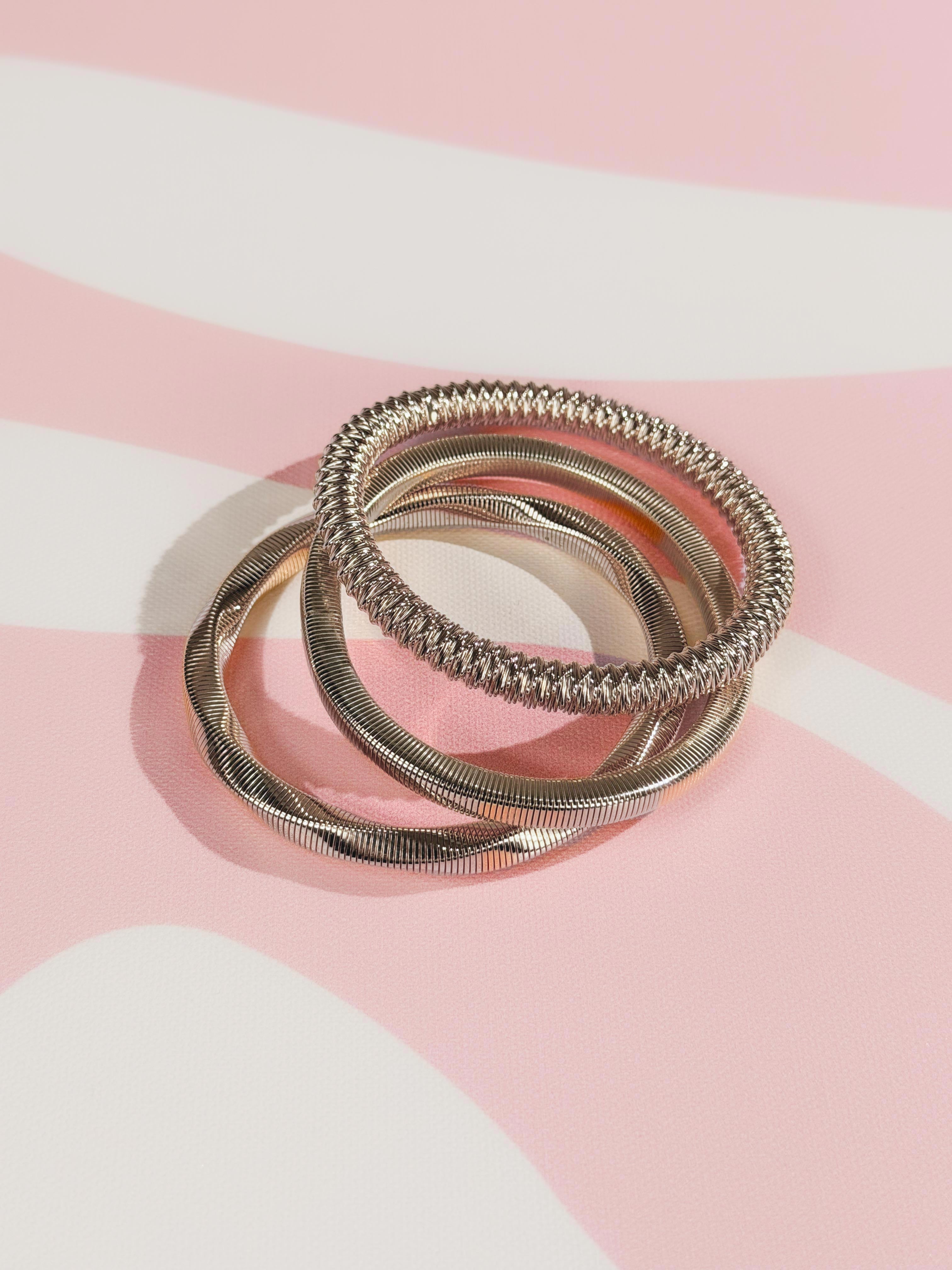 Tris bracciali filo elastico|Colore:Argento