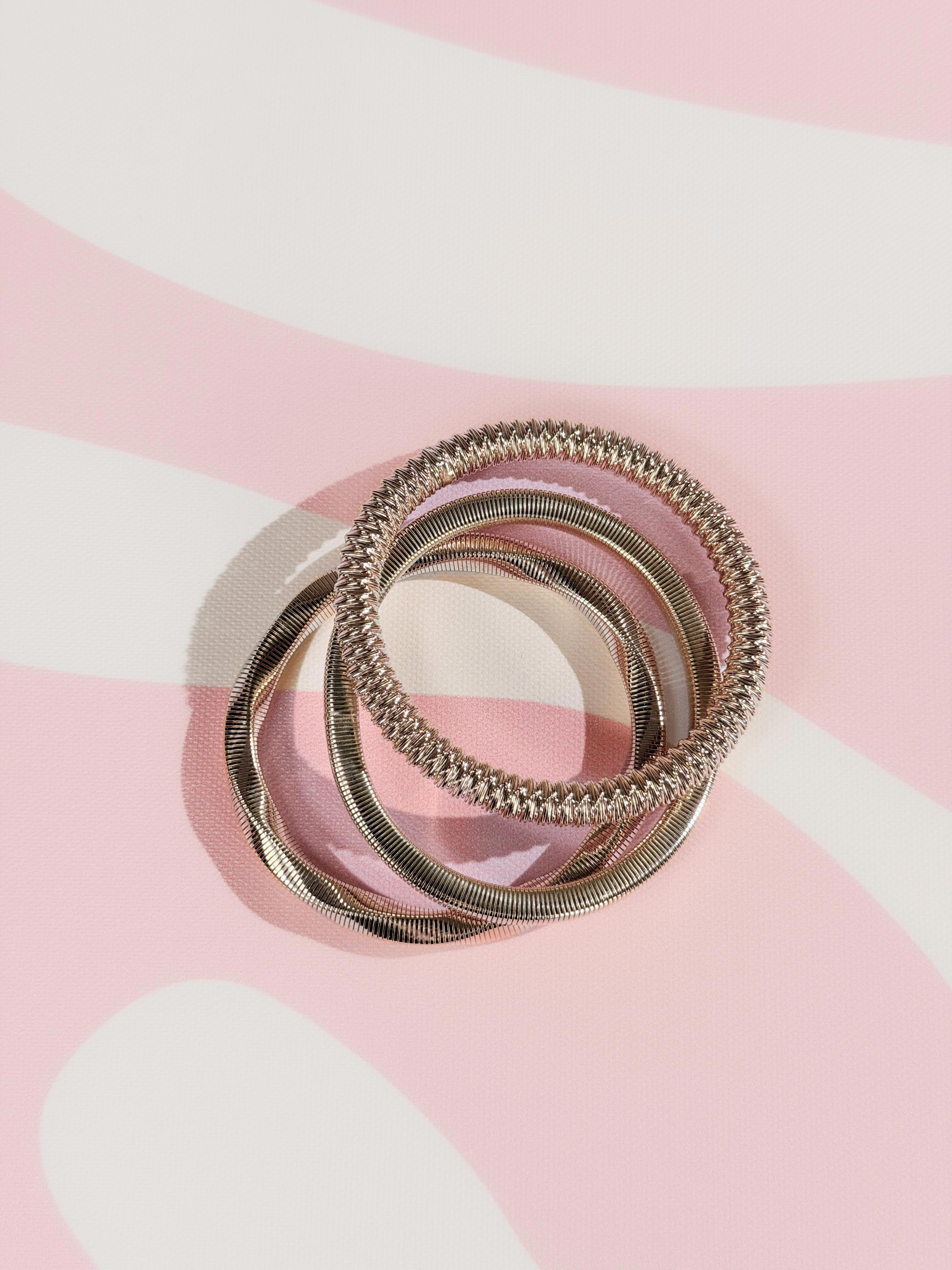 Tris bracciali filo elastico|Colore:Argento