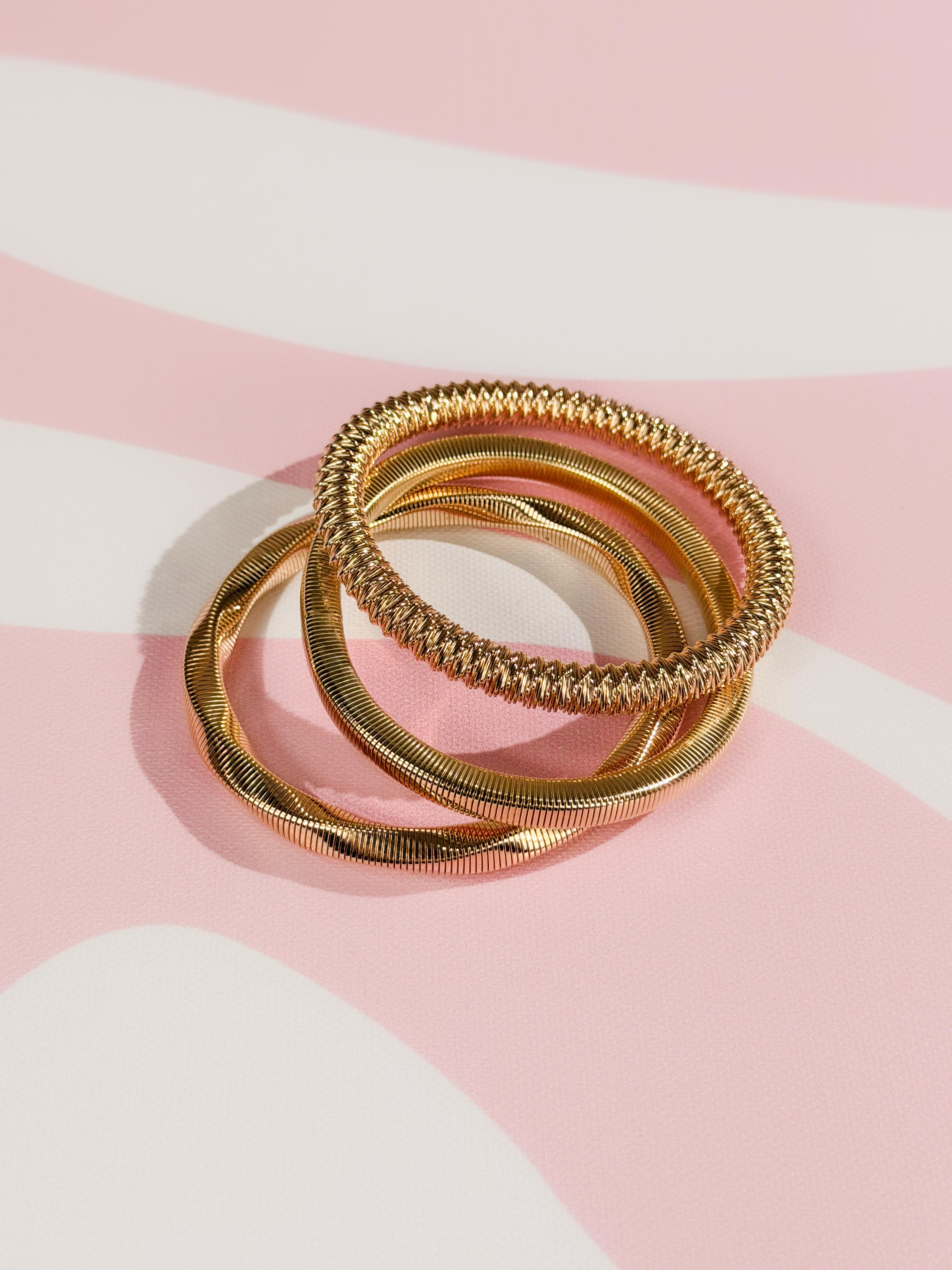 Tris bracciali filo elastico|Colore:Oro