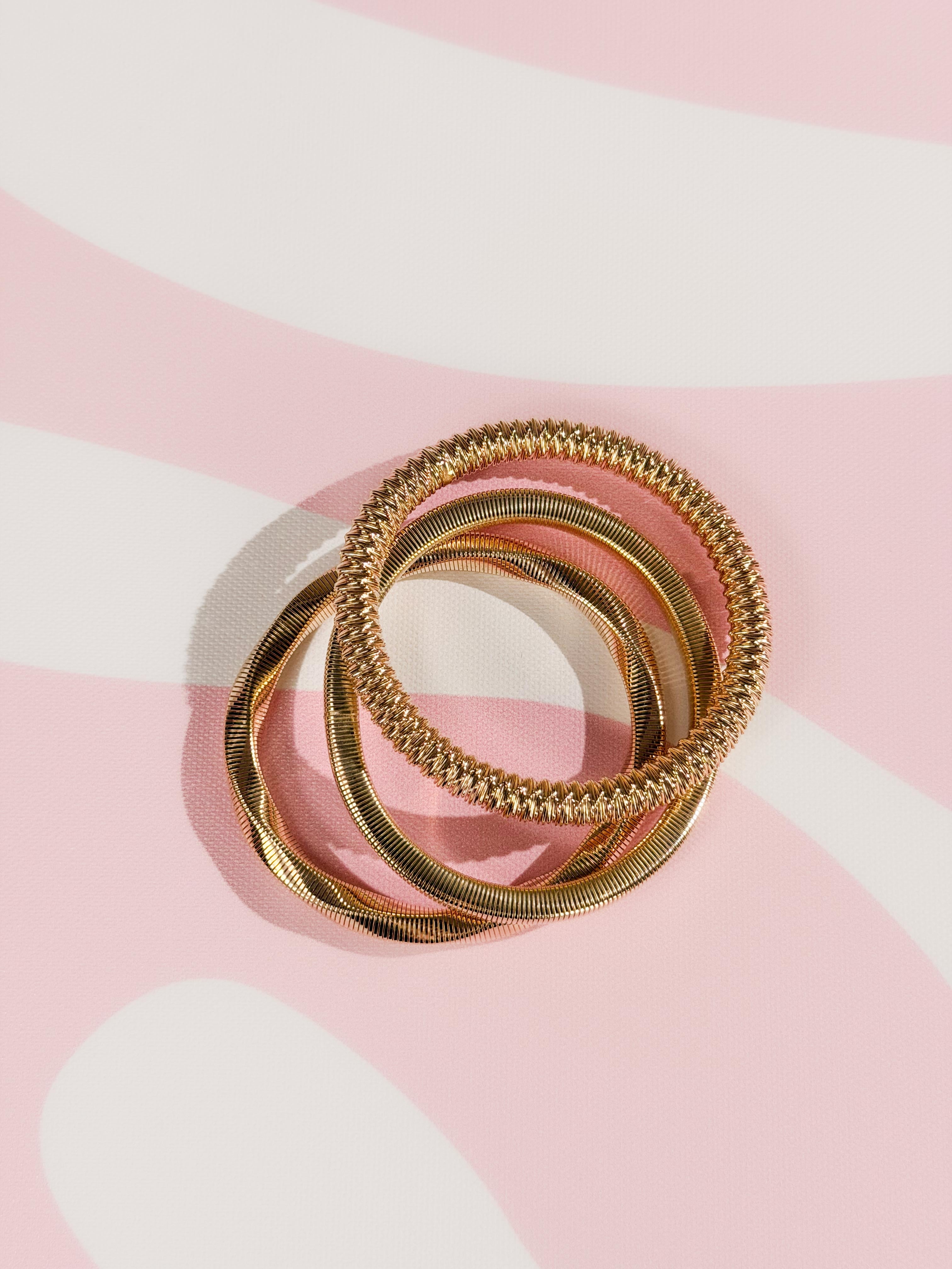 Tris bracciali filo elastico|Colore:Oro