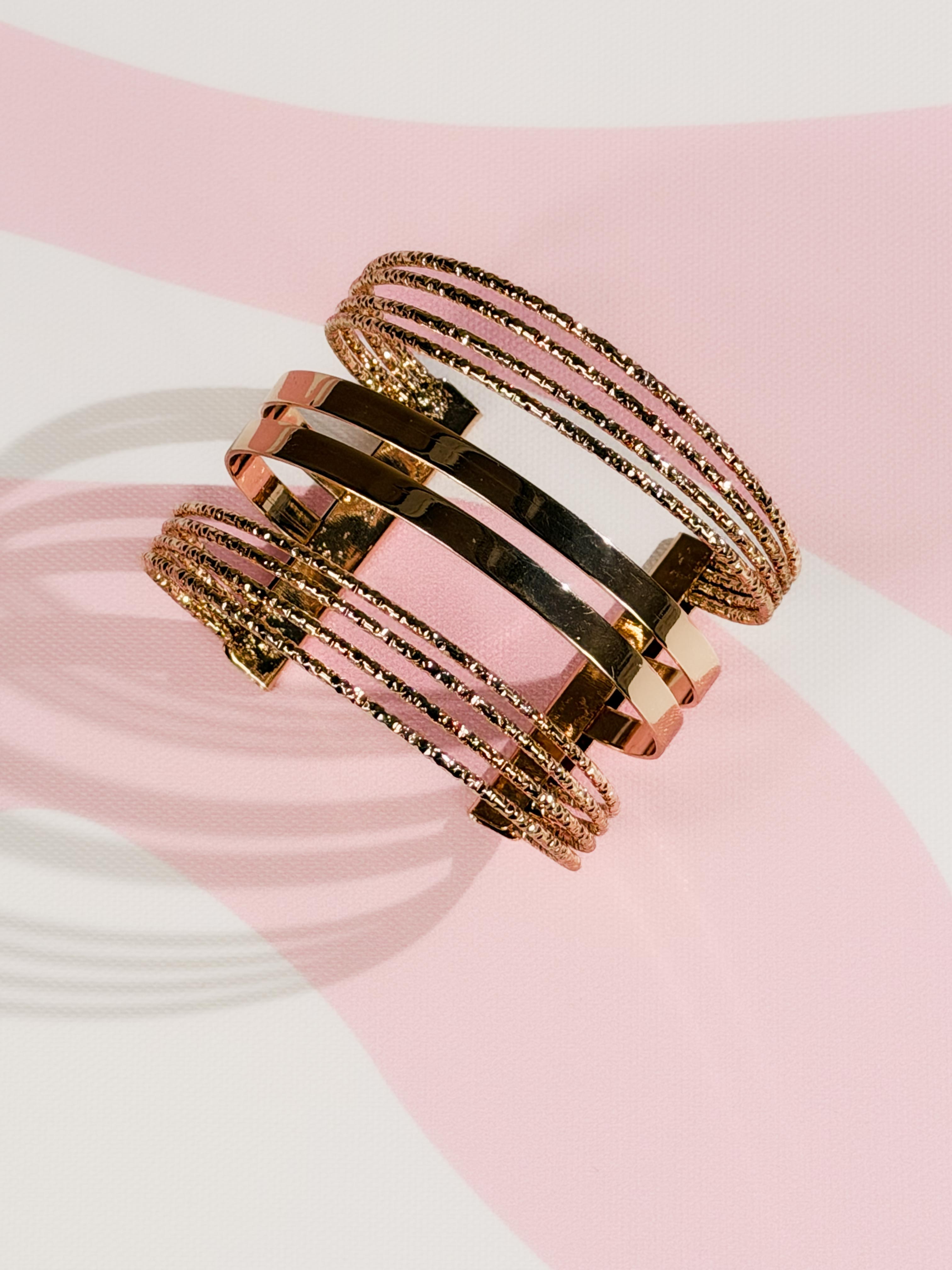 Bracciale rigido filo multiplo|Colore:Oro