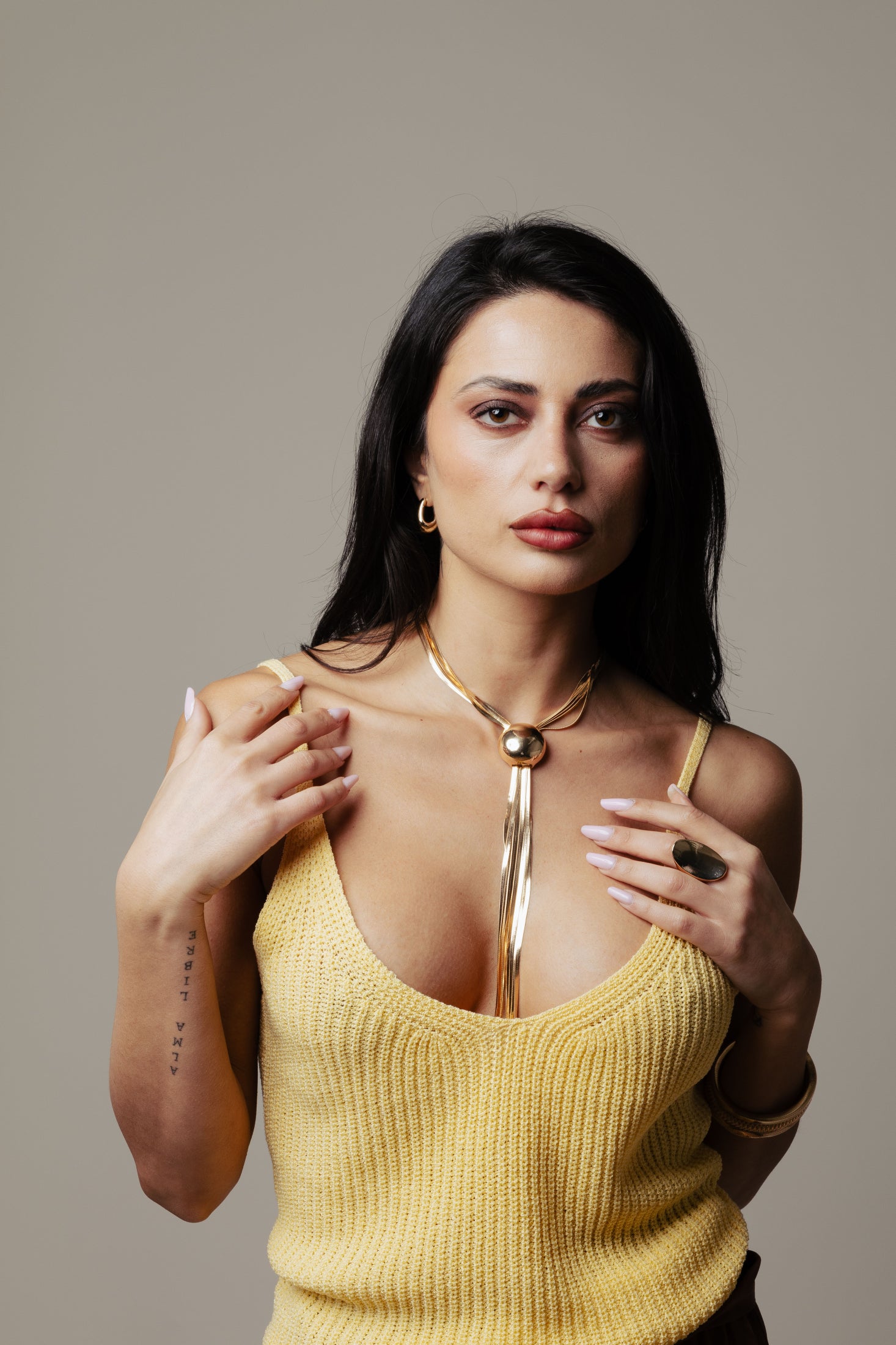 Collana sfera e frange|Colore:Oro