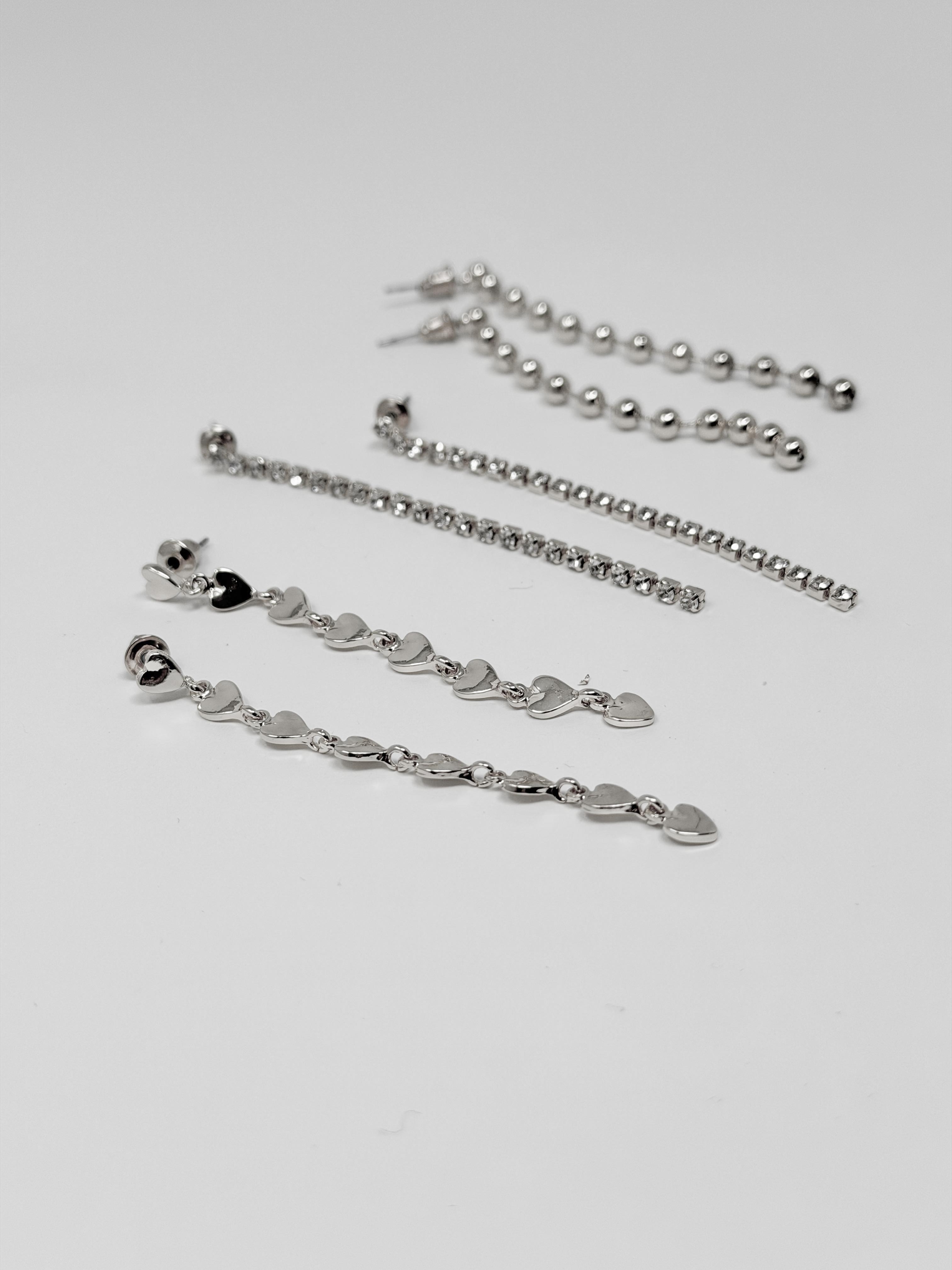 Set orecchini pendenti sottili|Colore:Argento