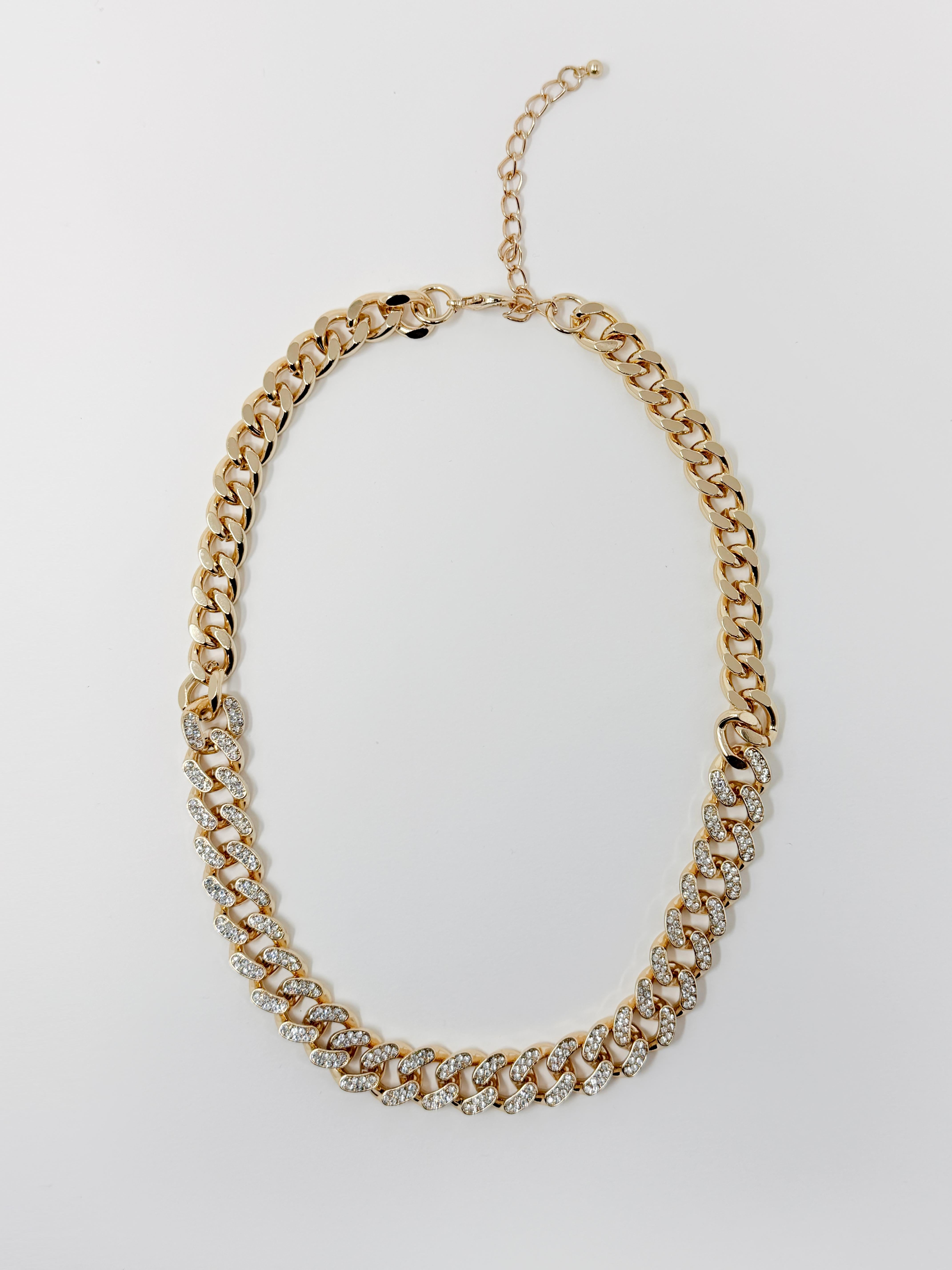 Collana catena strass|Colore:Oro