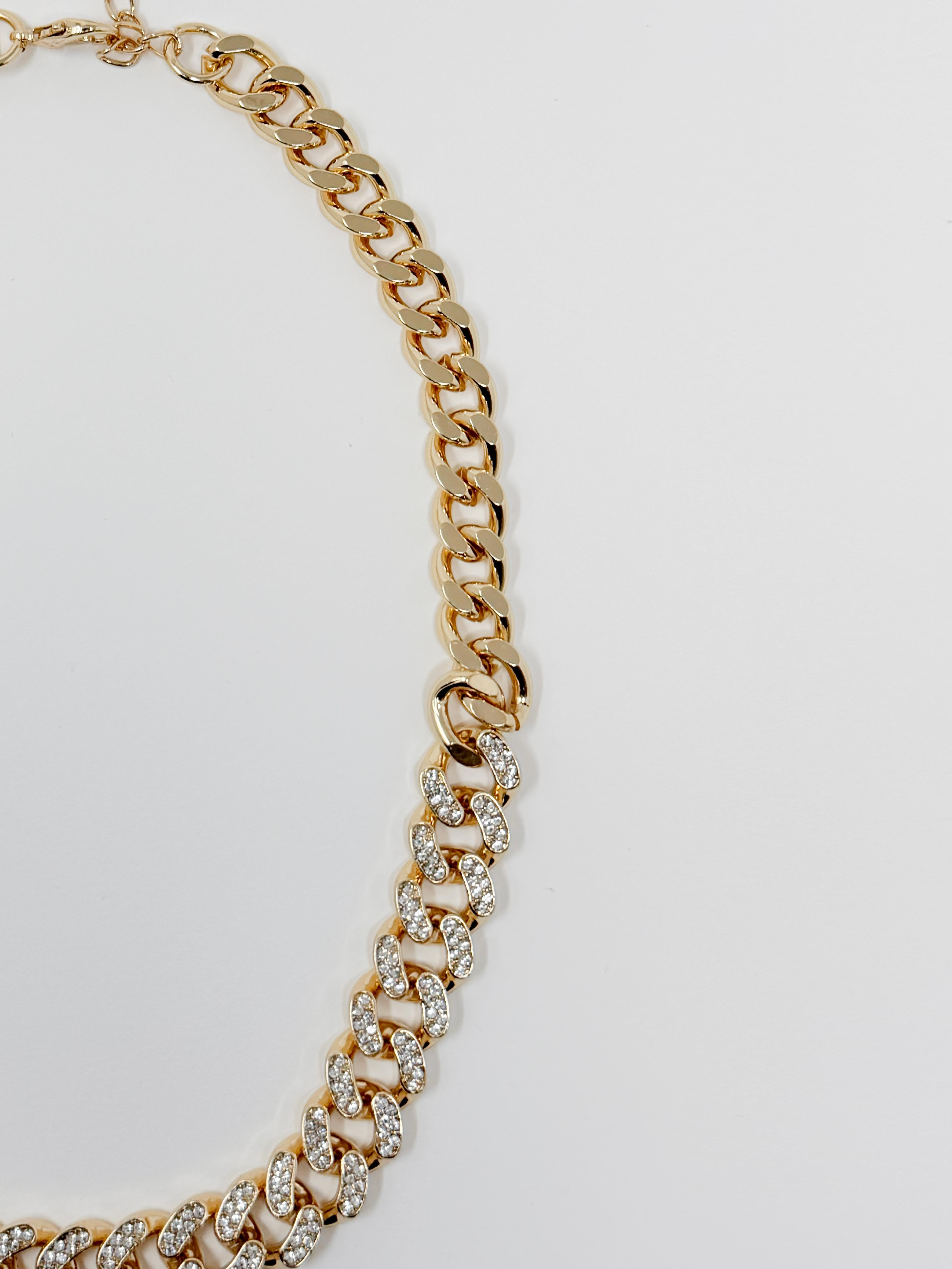 Collana catena strass|Colore:Oro