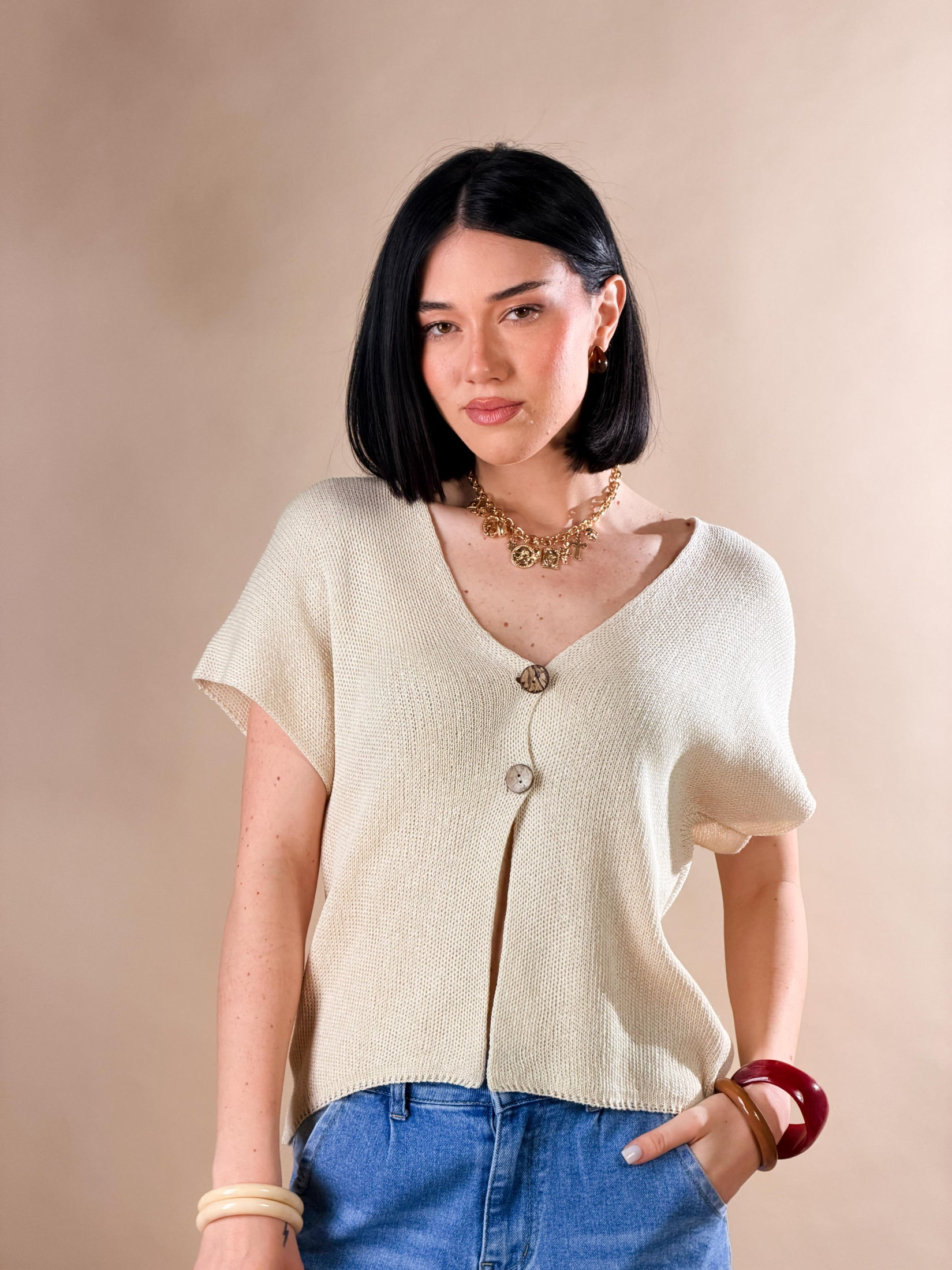 Gilet in maglia leggera|Colore:Camiciola