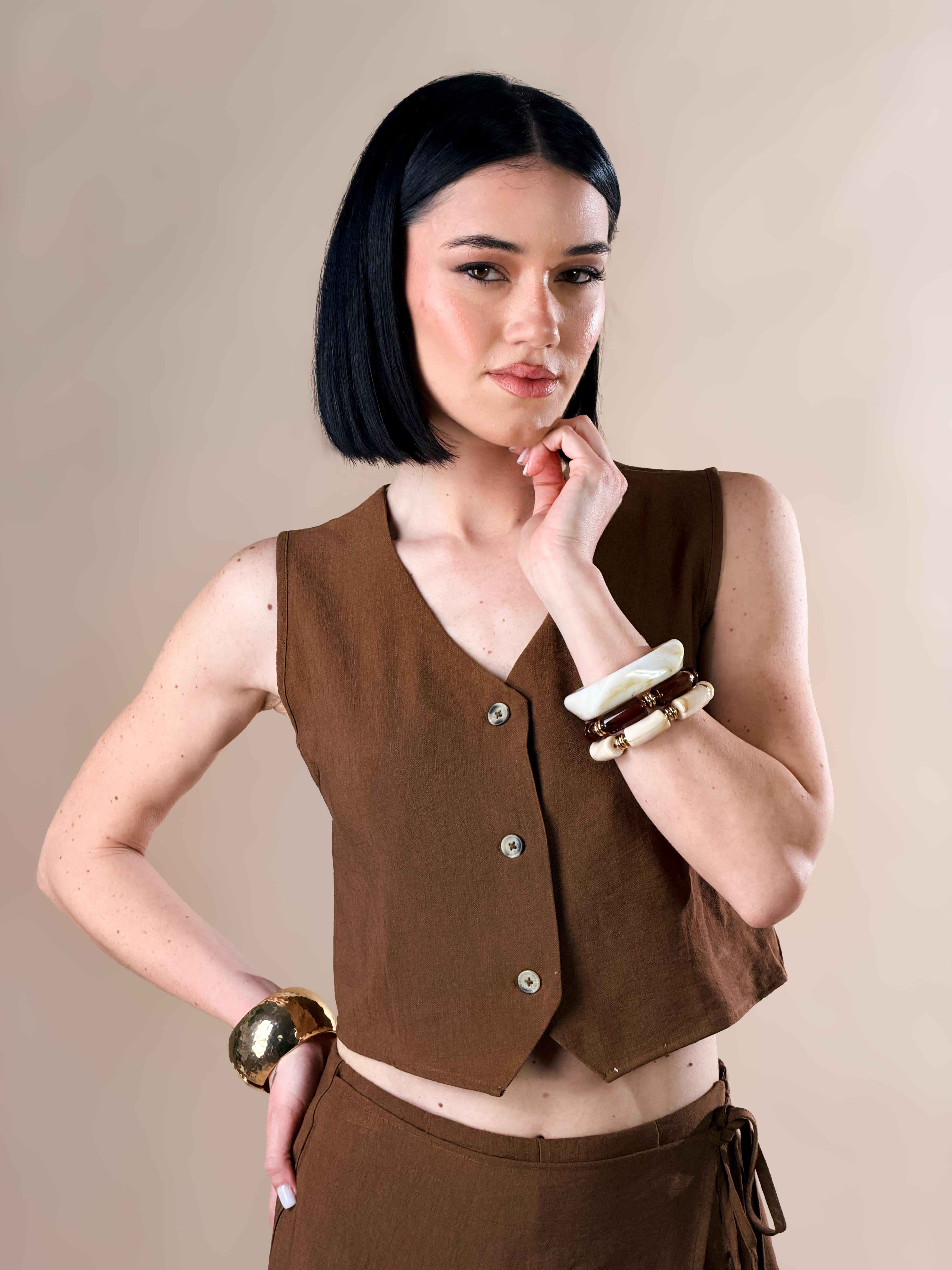 Gilet cropped|Colore:Cioccolato