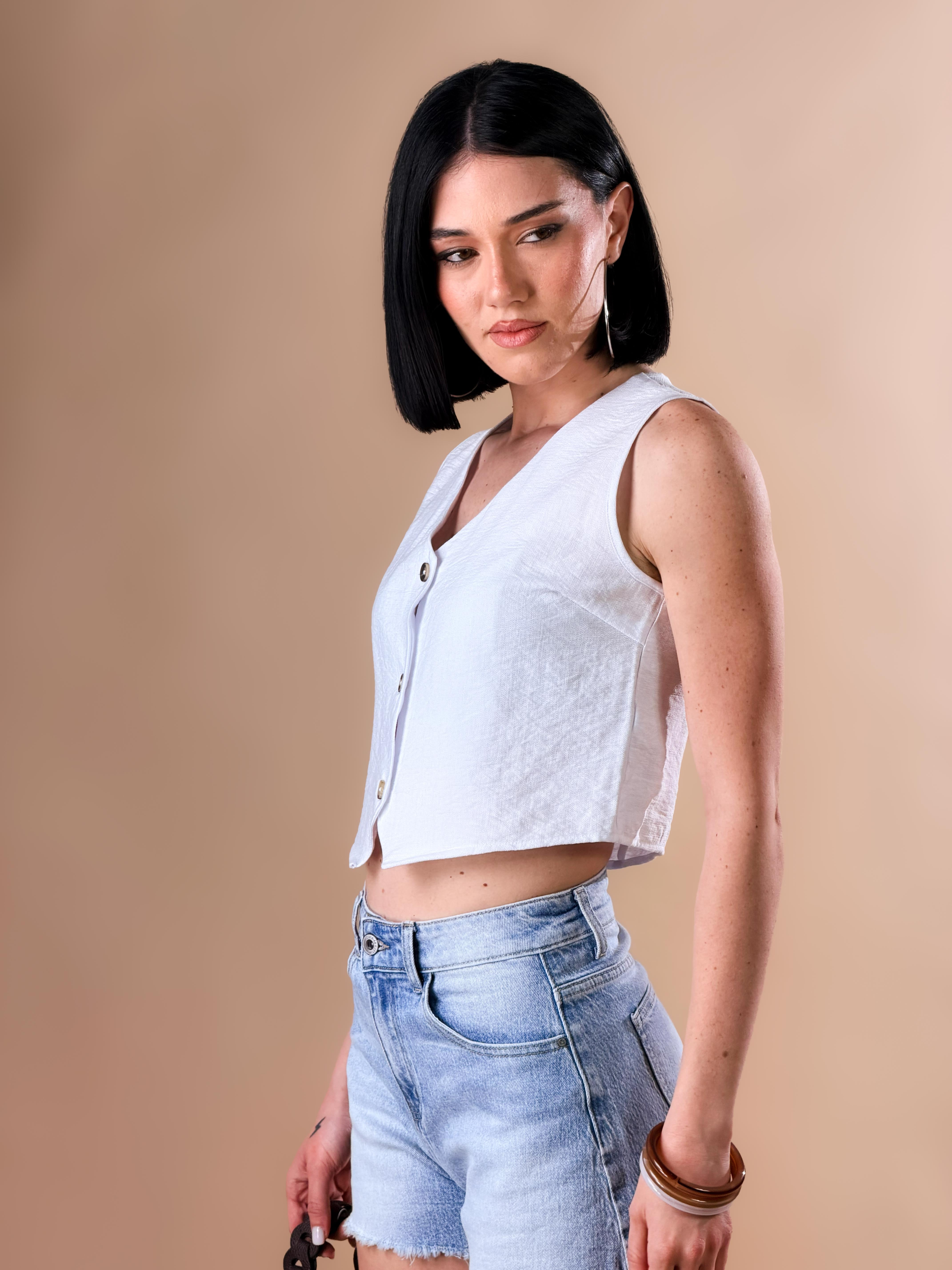 Gilet cropped|Colore:Bianco