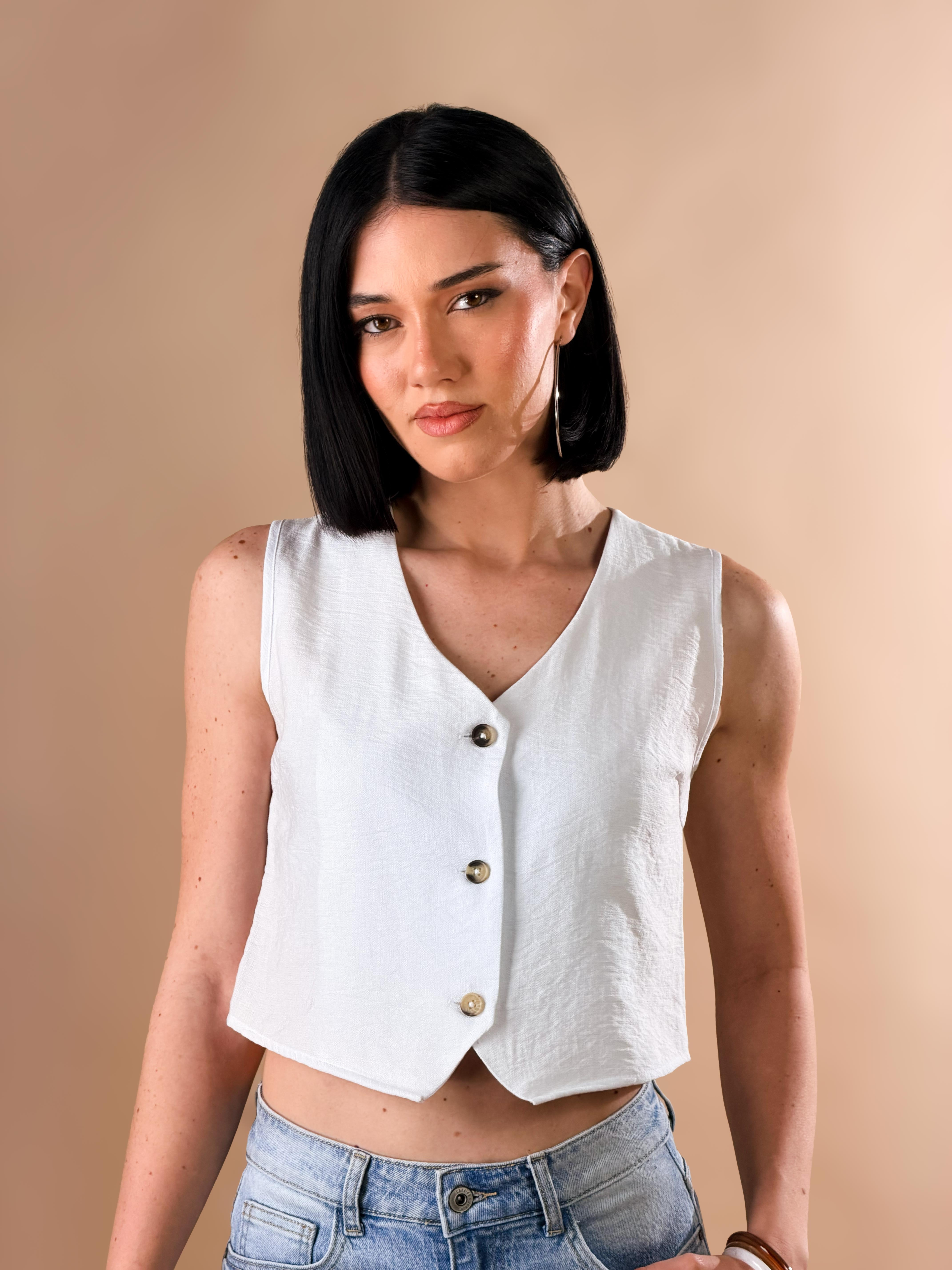 Gilet cropped|Colore:Bianco