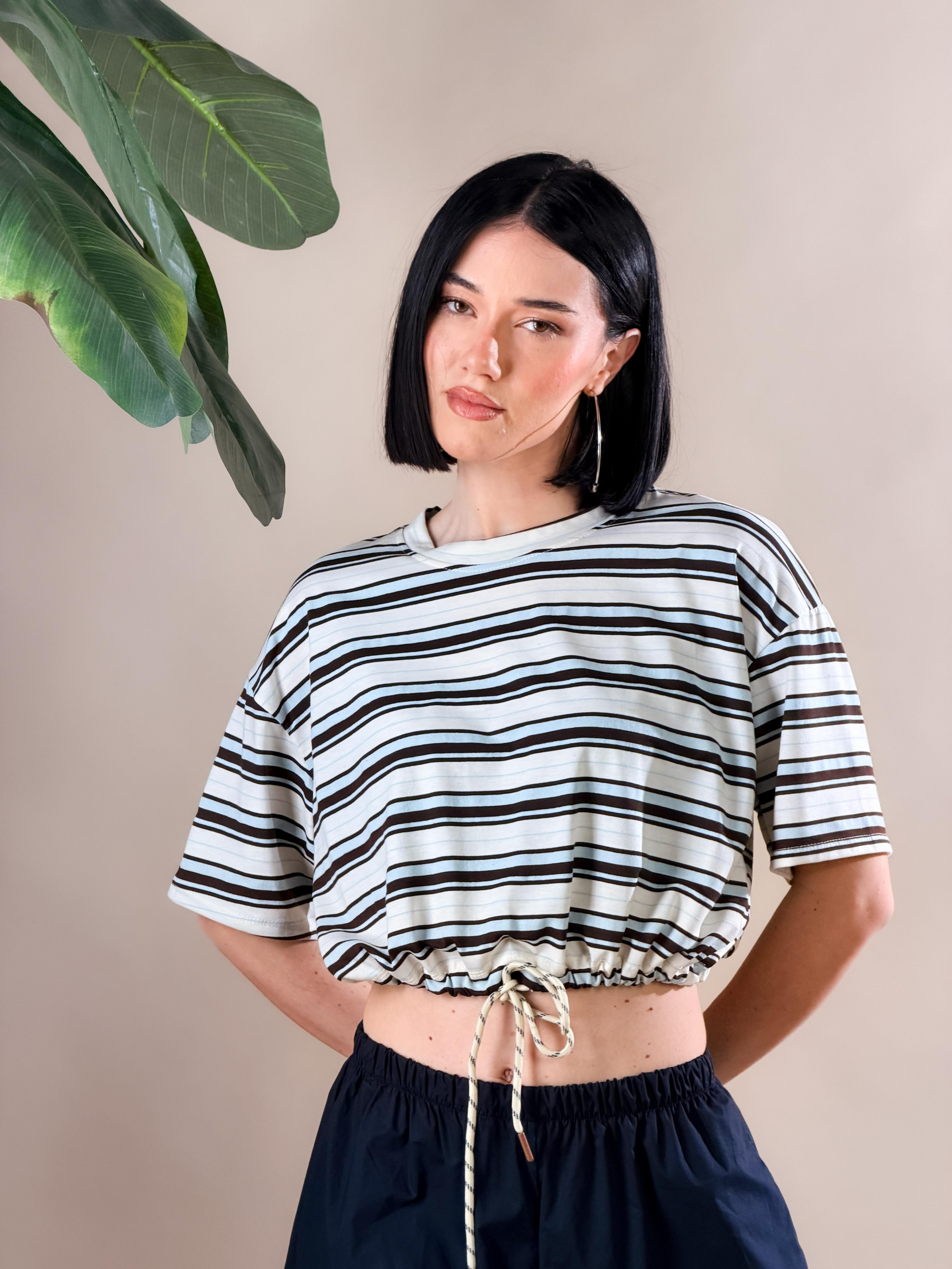 Maglia a righe|Colore:Celeste