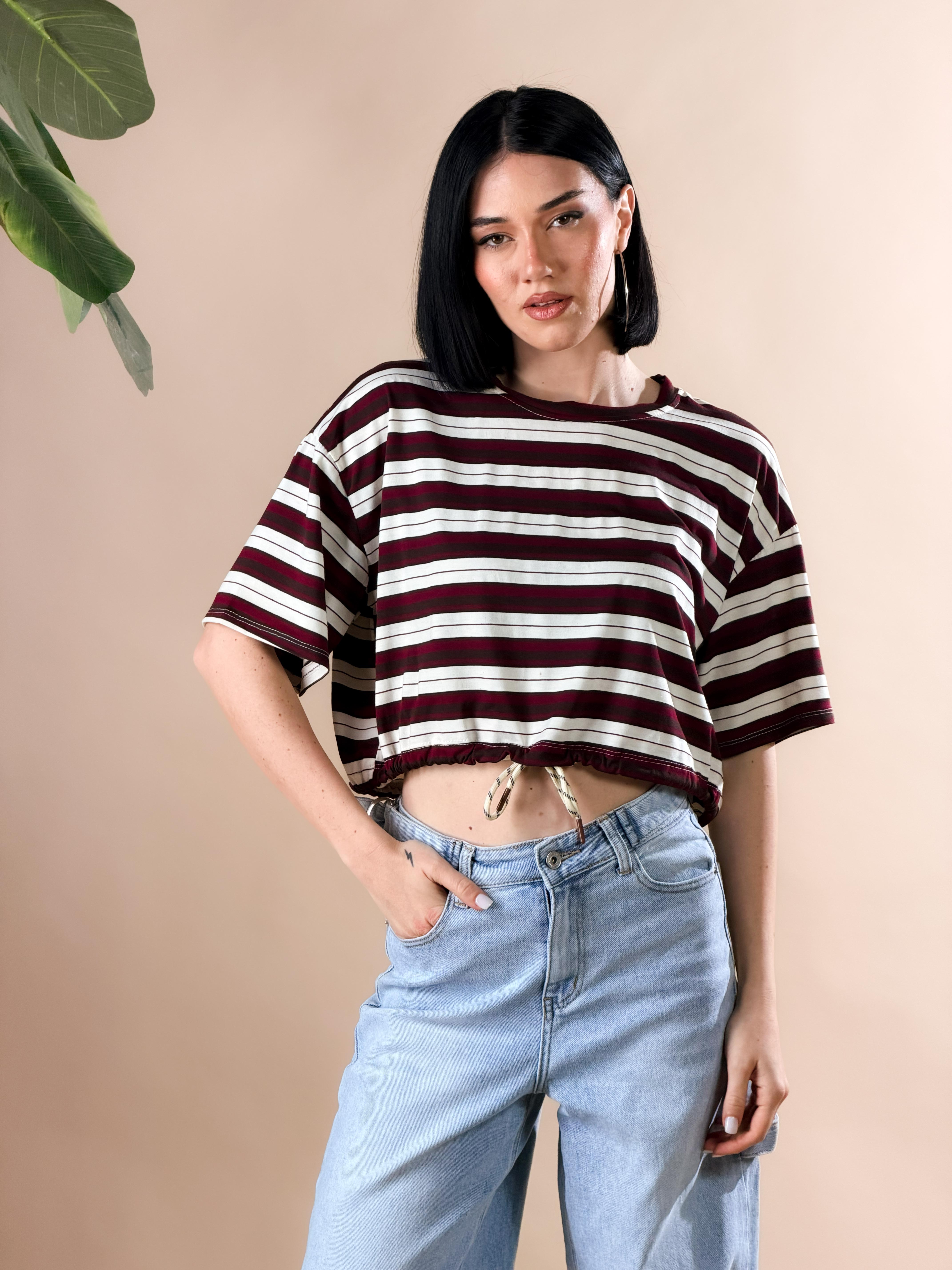 Maglia a righe|Colore:Bordeaux