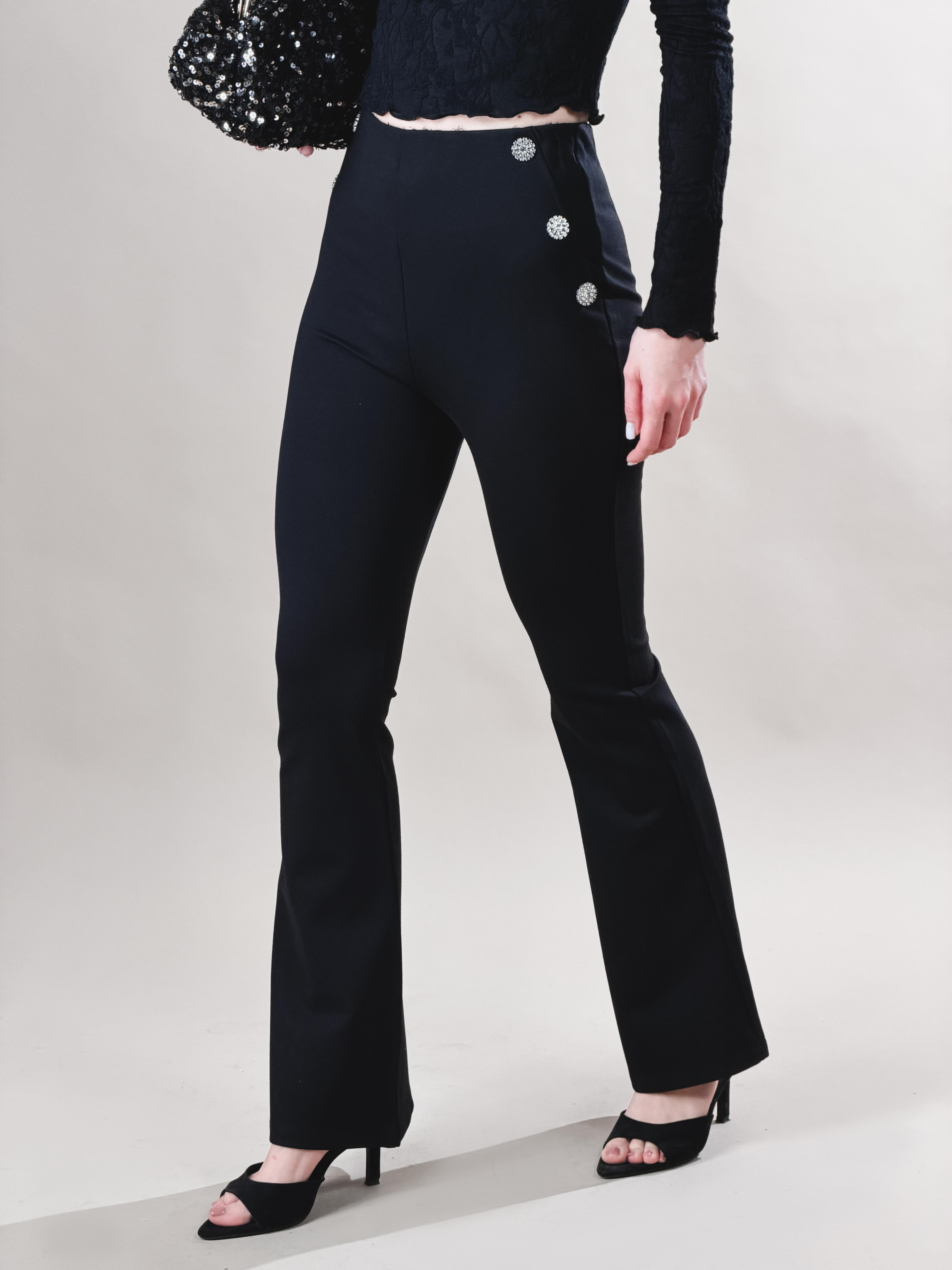 Pantaloni a zampa di elefante|Colore:Nero