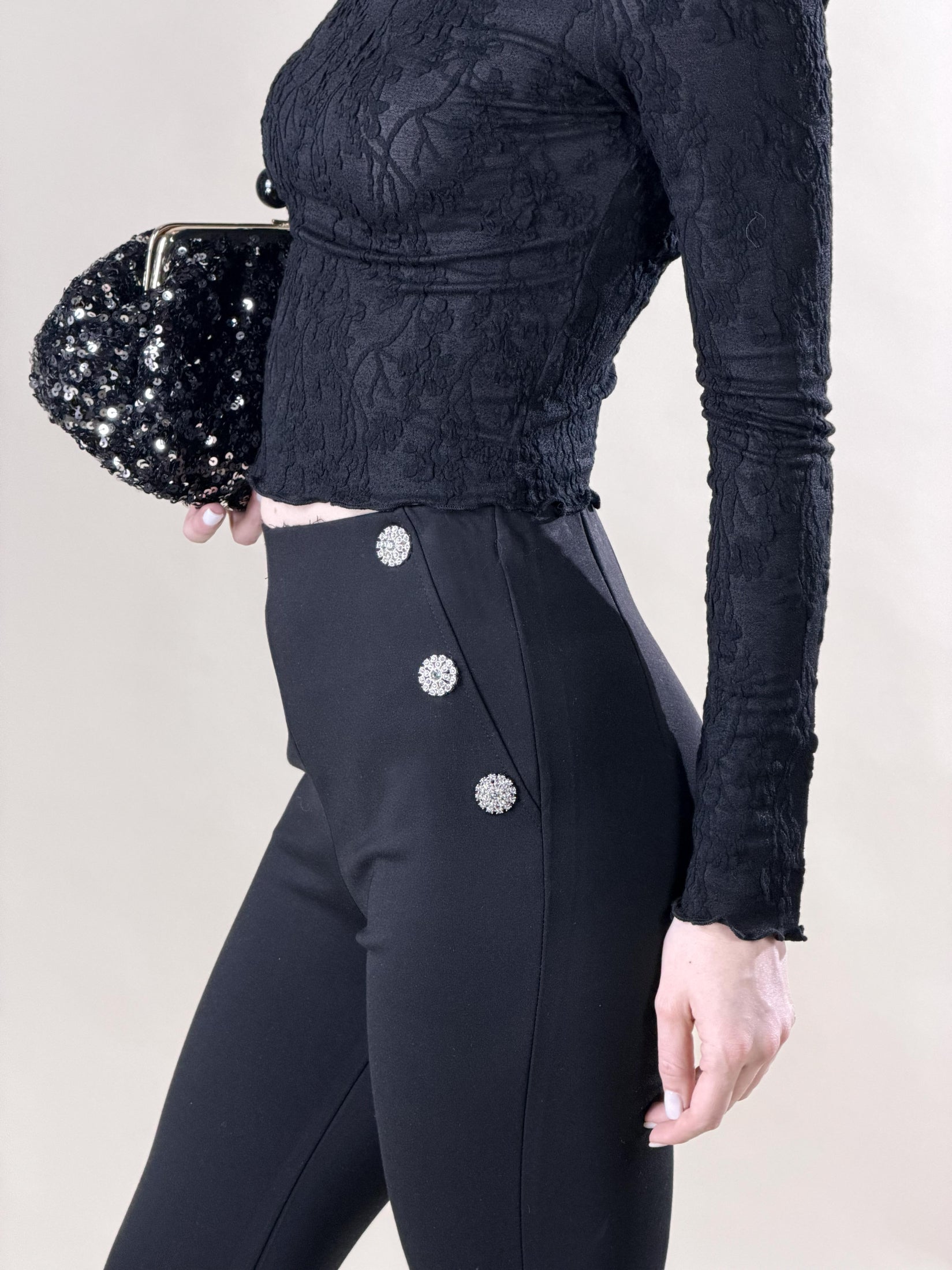Pantaloni a zampa di elefante|Colore:Nero