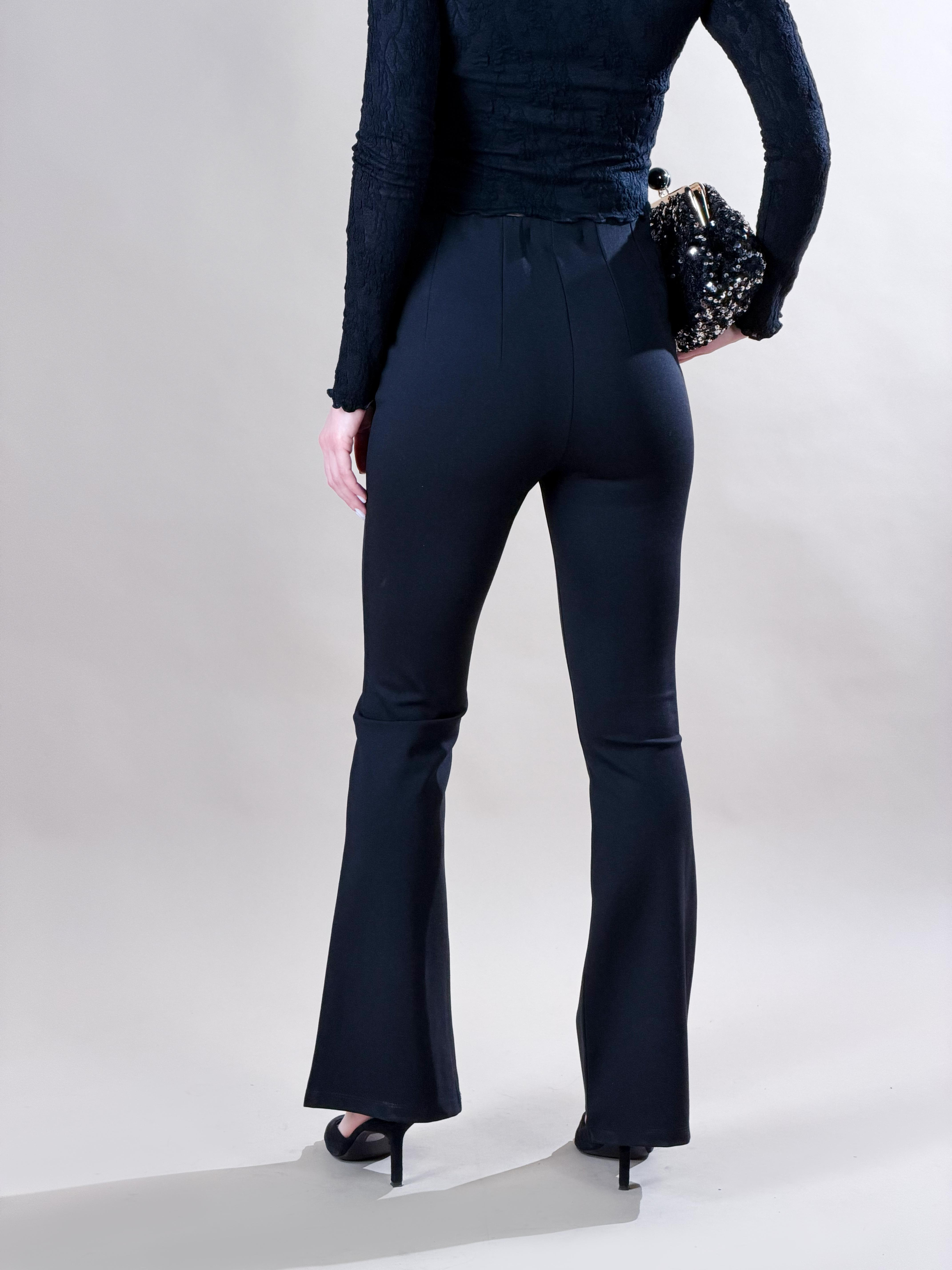 Pantaloni a zampa di elefante|Colore:Nero