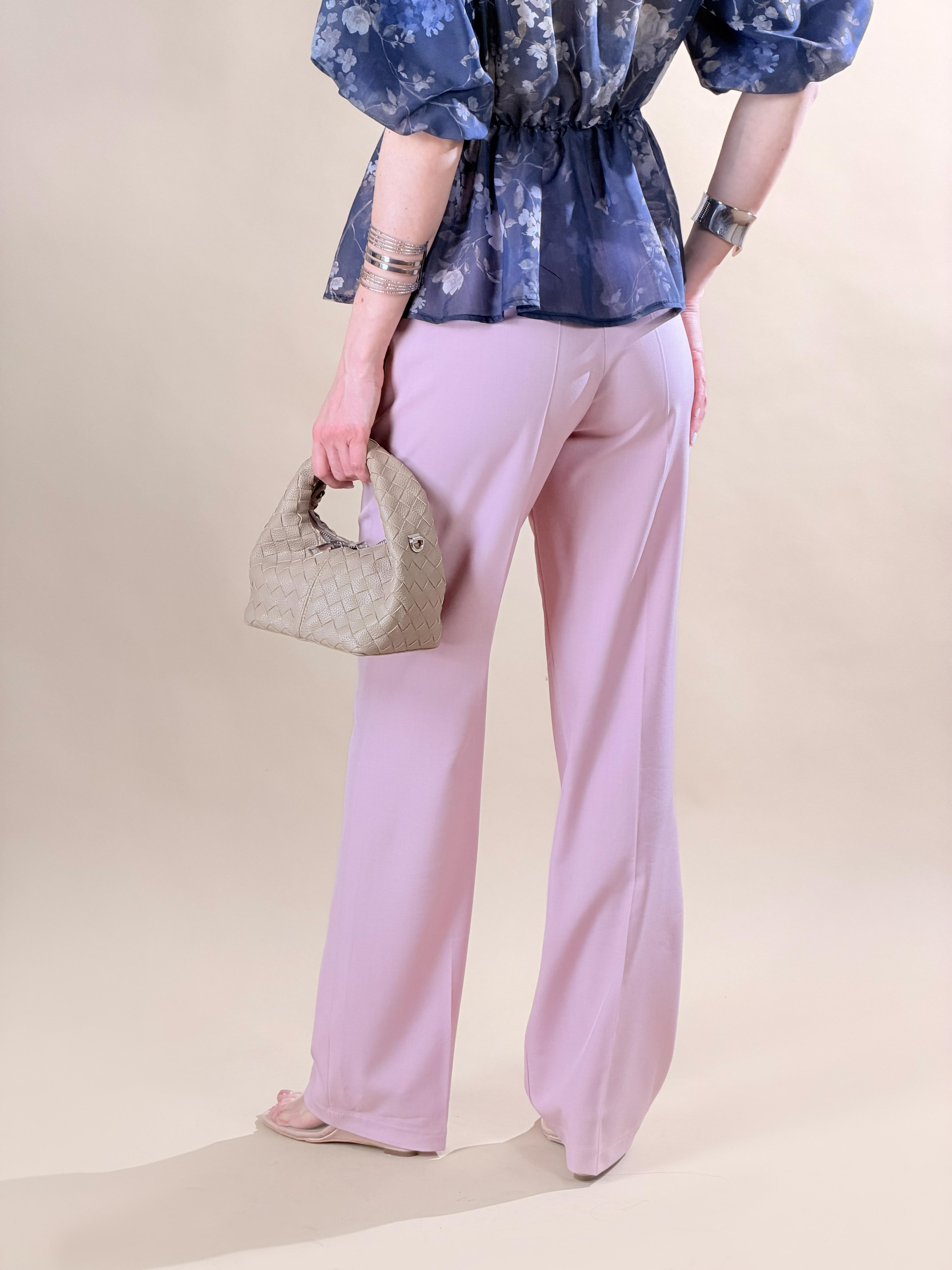 Pantalone palazzo con pinces|Colore:Rosa