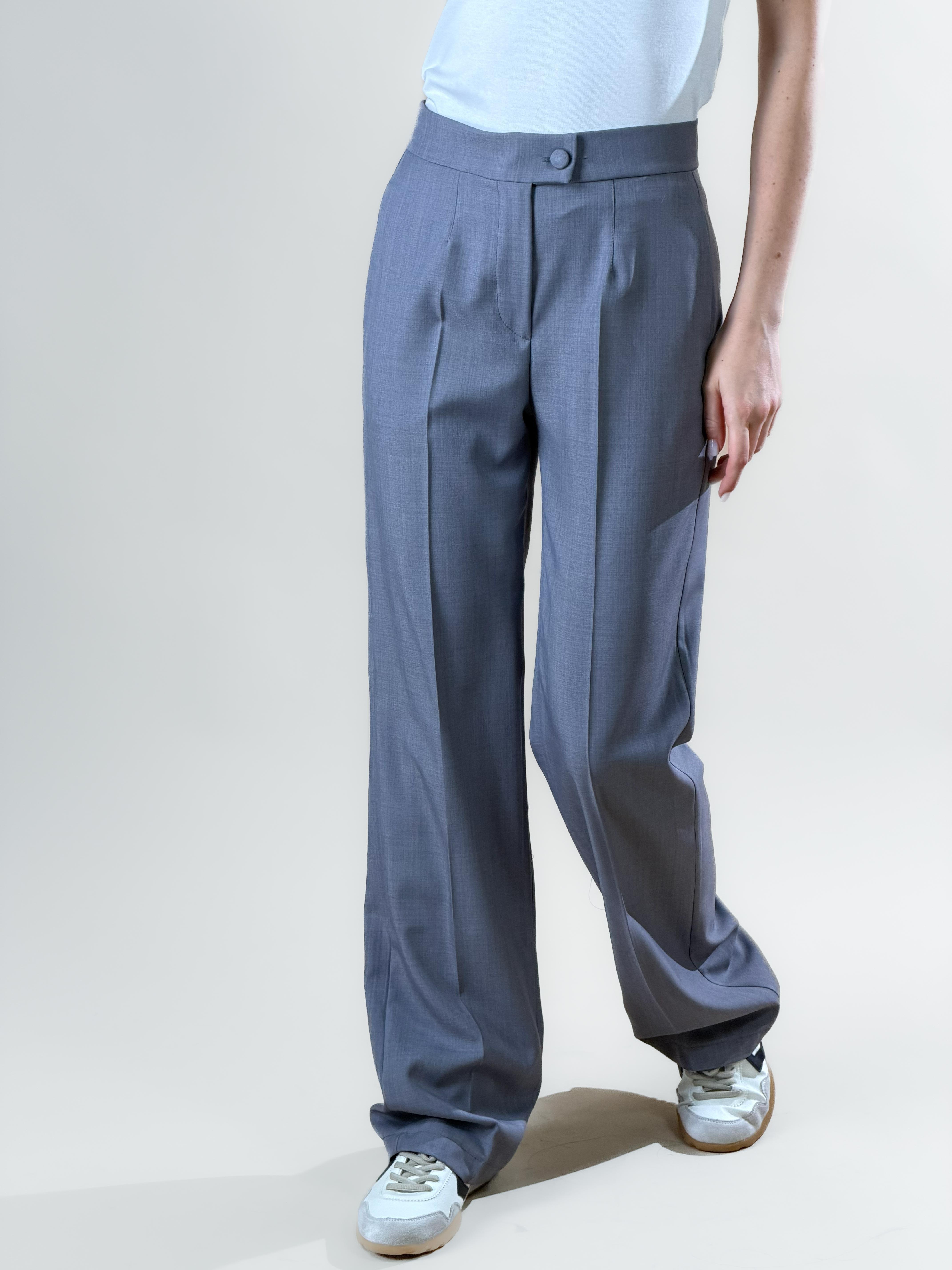 Pantalone palazzo con pinces|Colore:Grigio melange