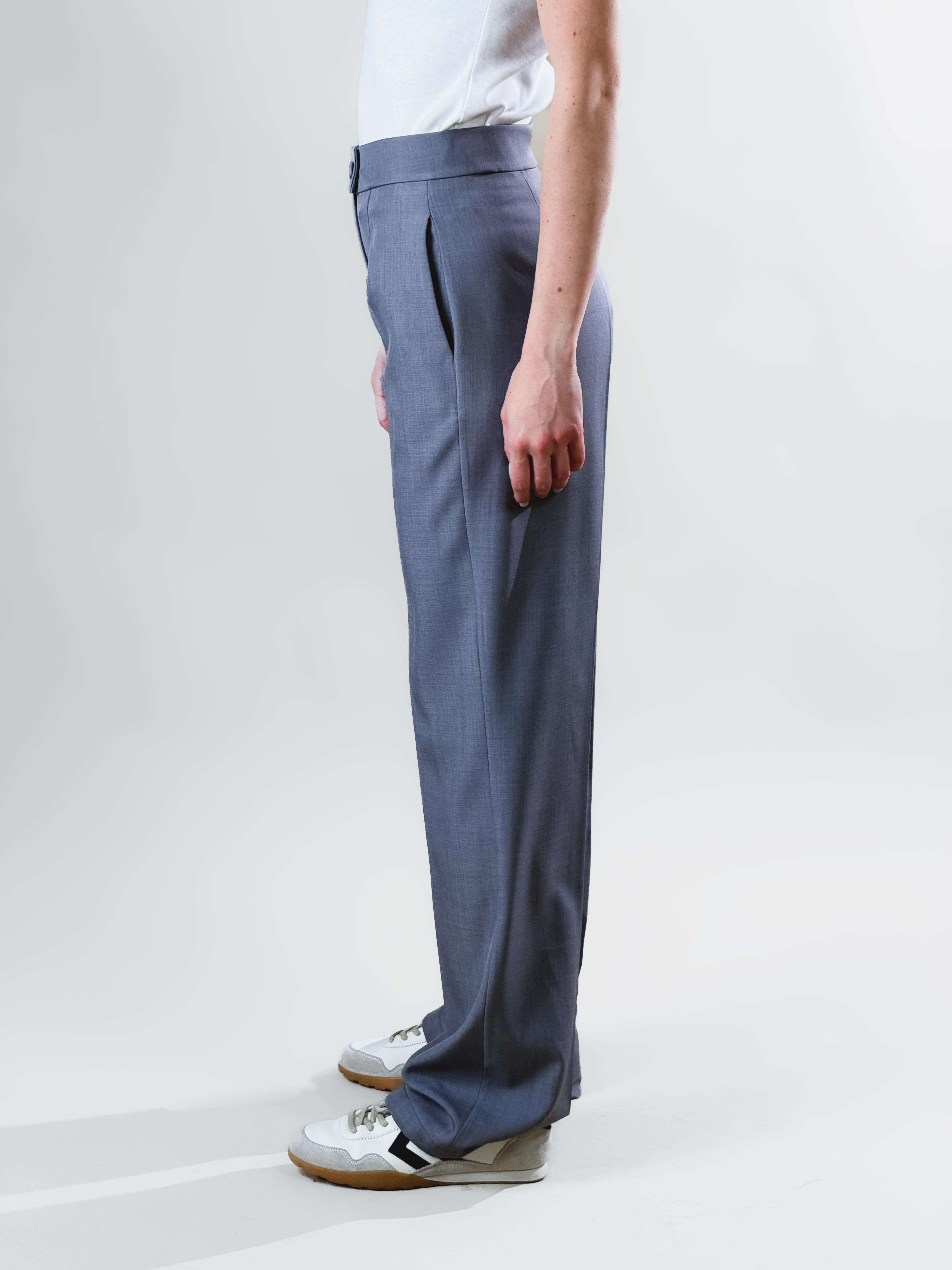 Pantalone palazzo con pinces|Colore:Grigio melange