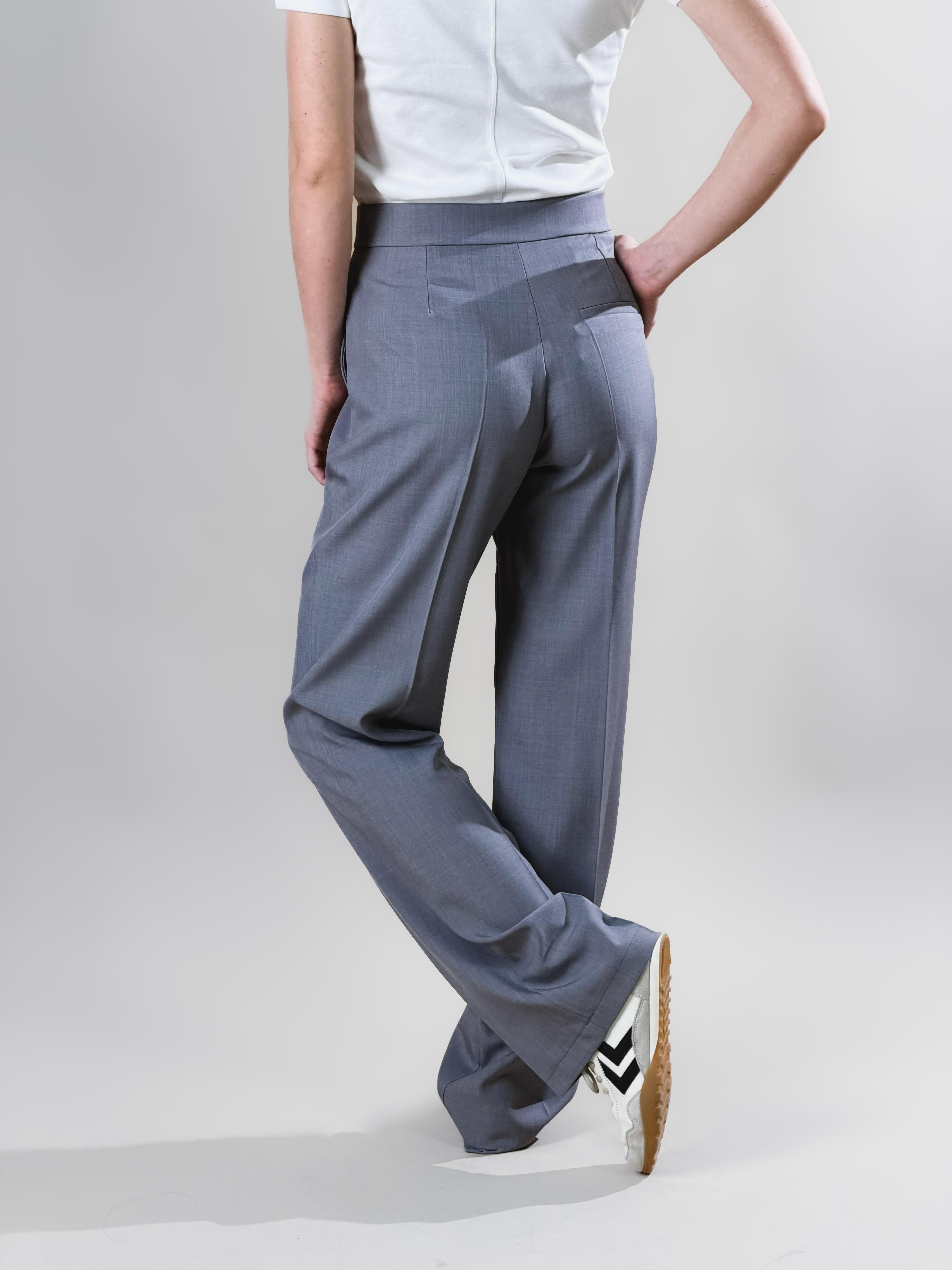 Pantalone palazzo con pinces|Colore:Grigio melange