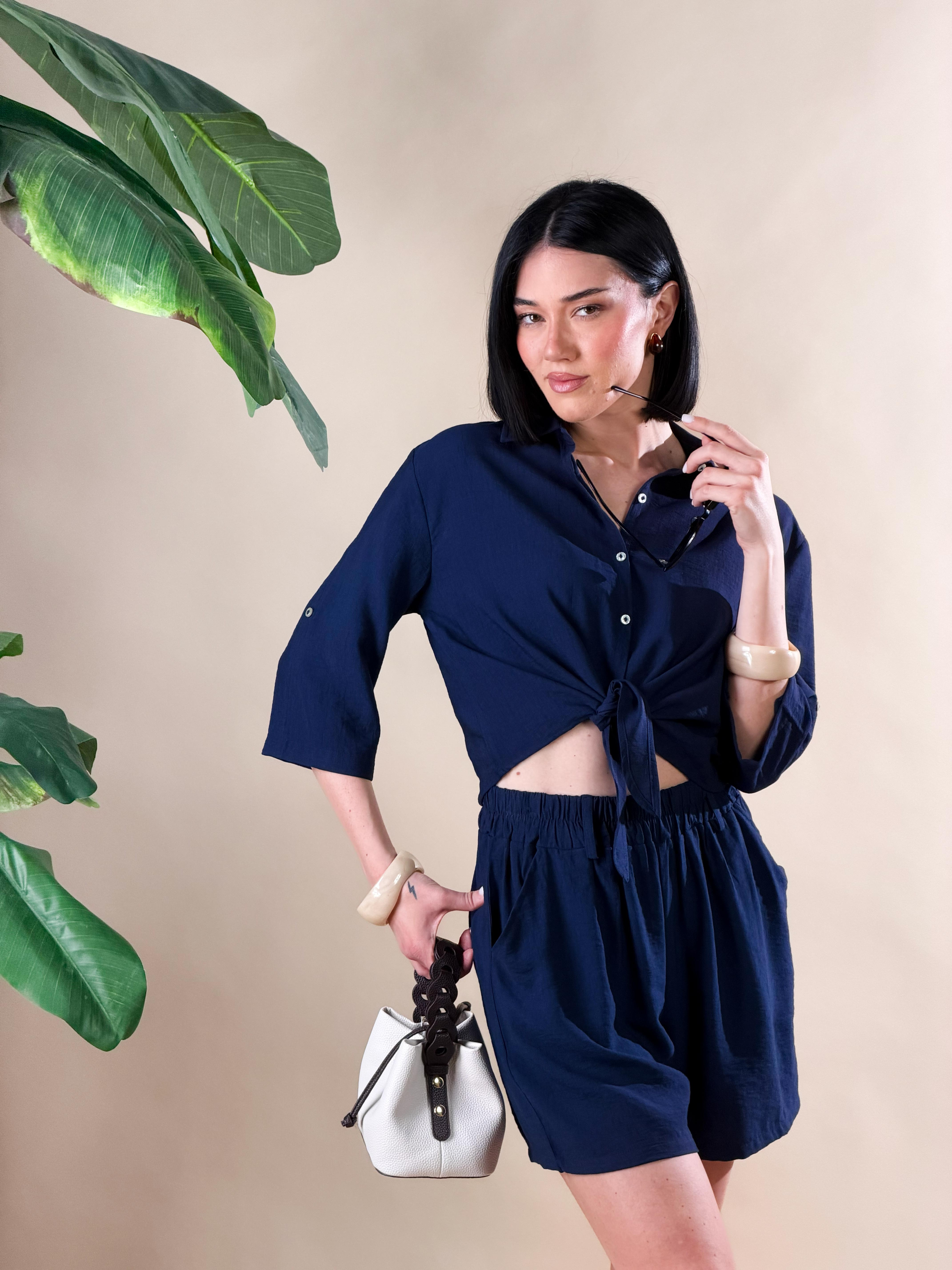 Pantaloncini corti con elastico|Colore:Blu
