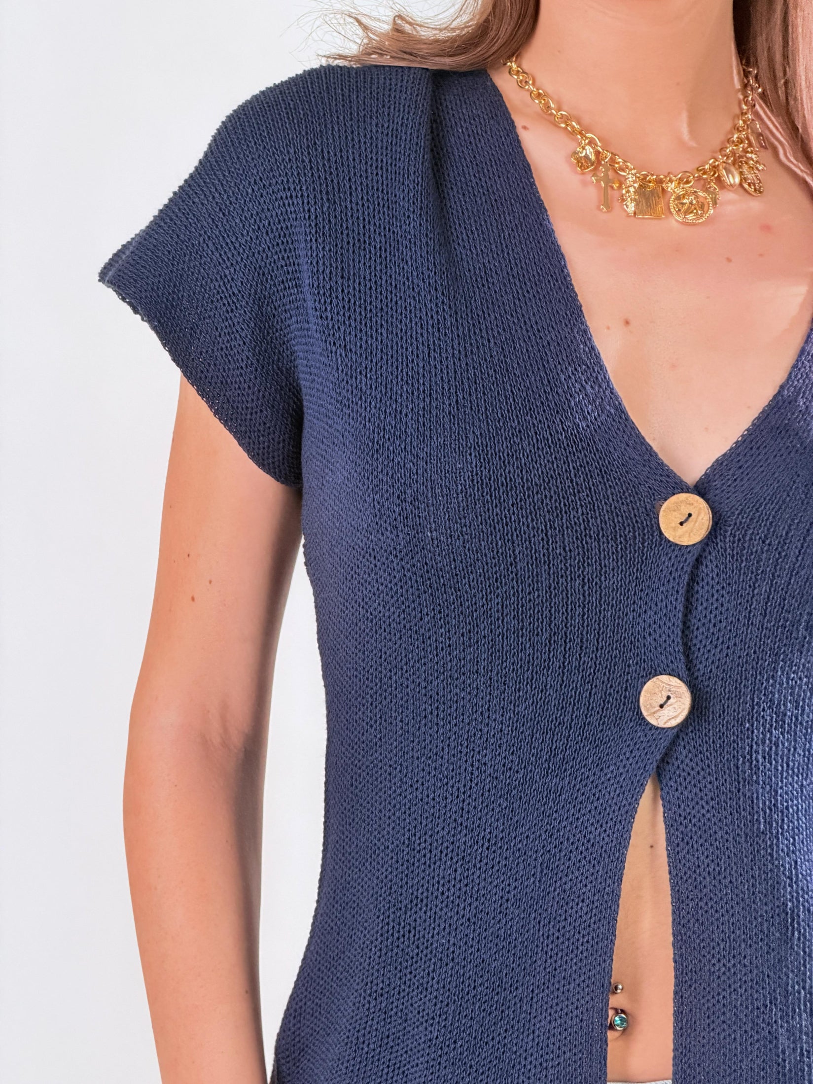 Gilet in maglia leggera|Colore:Blu