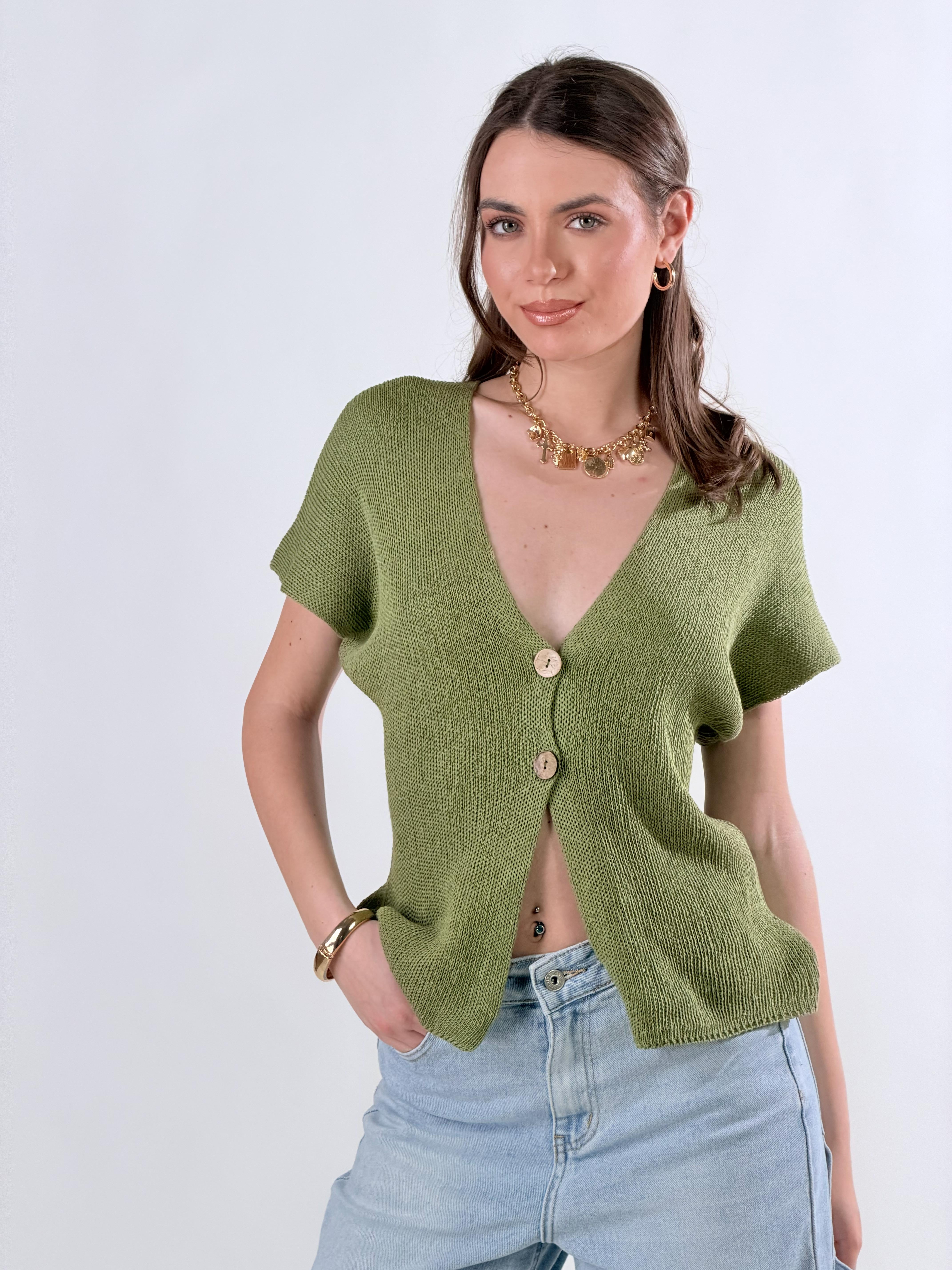 Gilet in maglia leggera|Colore:Militare