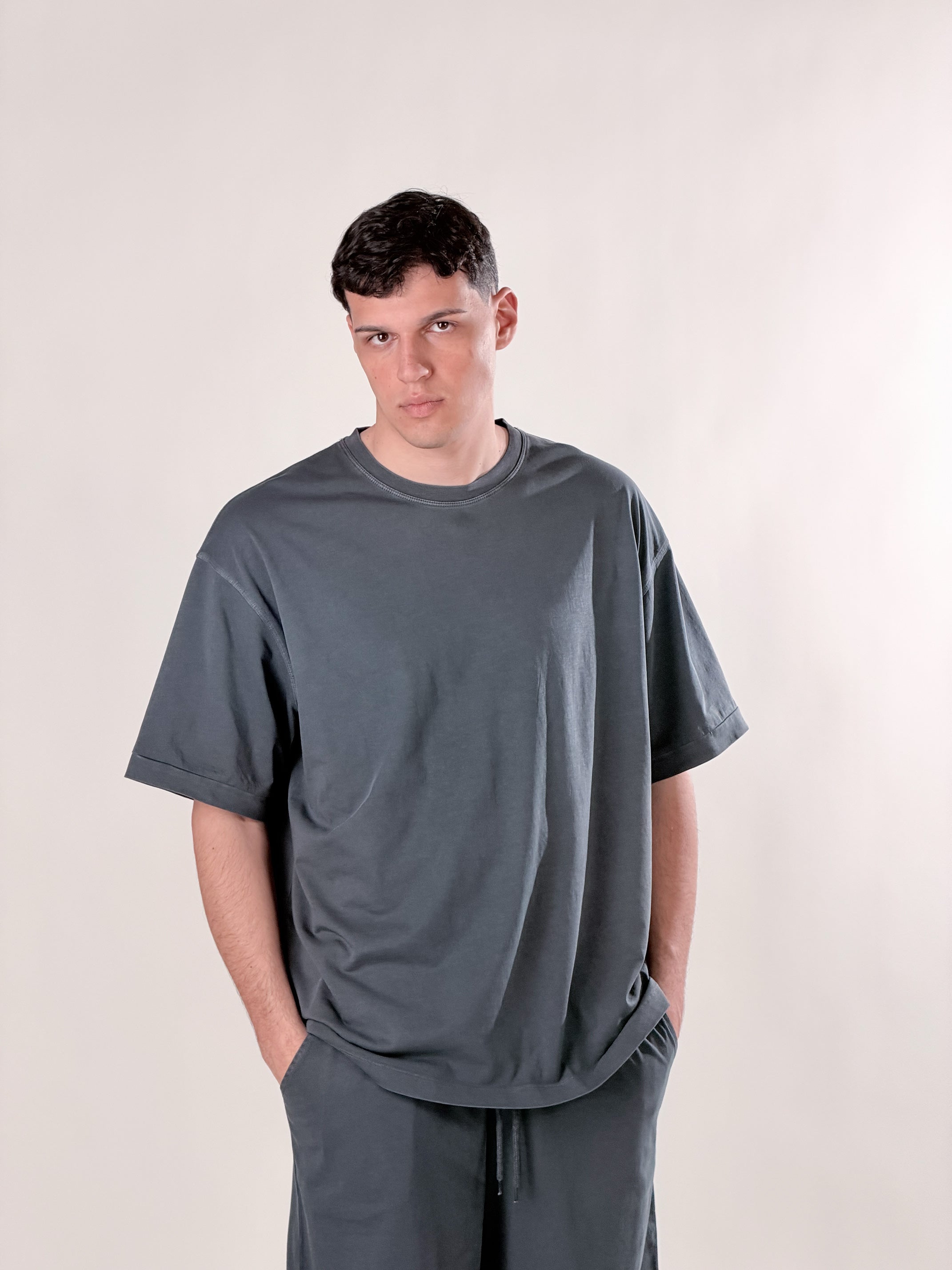 T-Shirt boxy|Colore:Piombo
