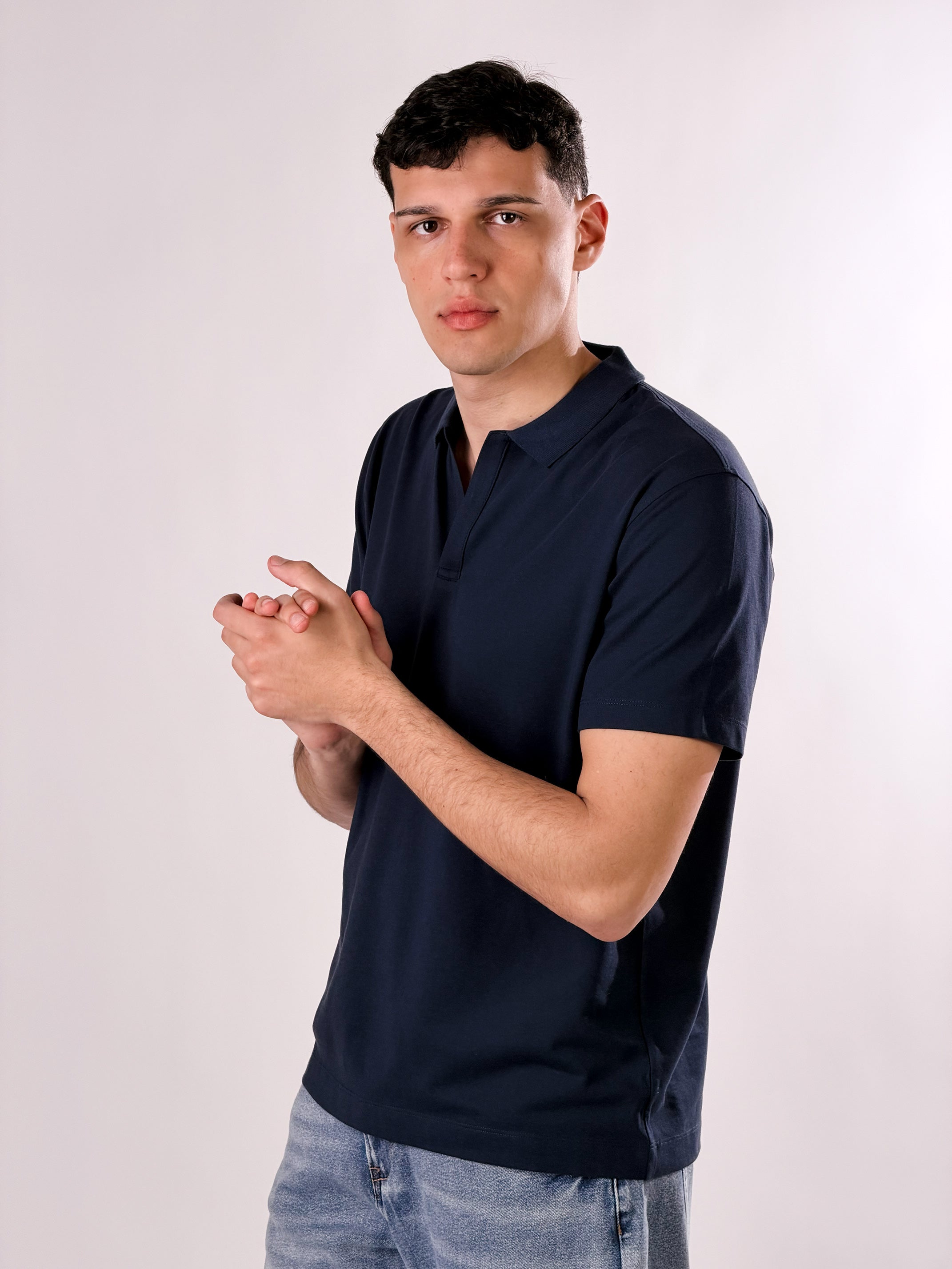 Polo senza bottoni|Colore:Blu