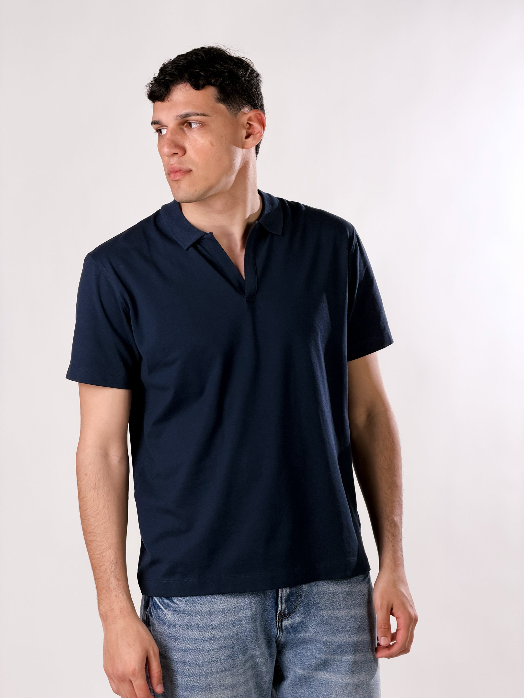 Polo senza bottoni|Colore:Blu