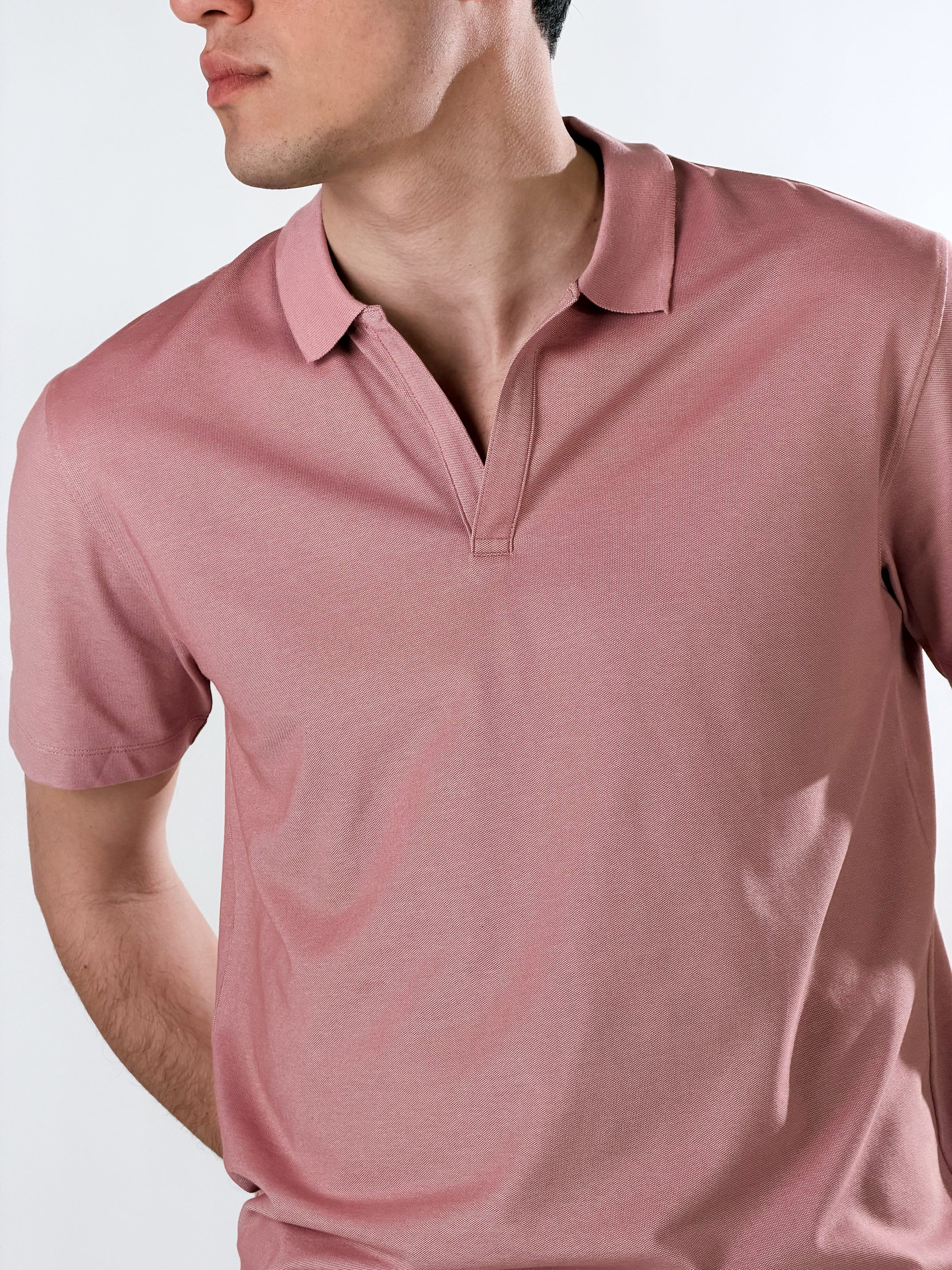 Polo senza bottoni|Colore:Rosa antico