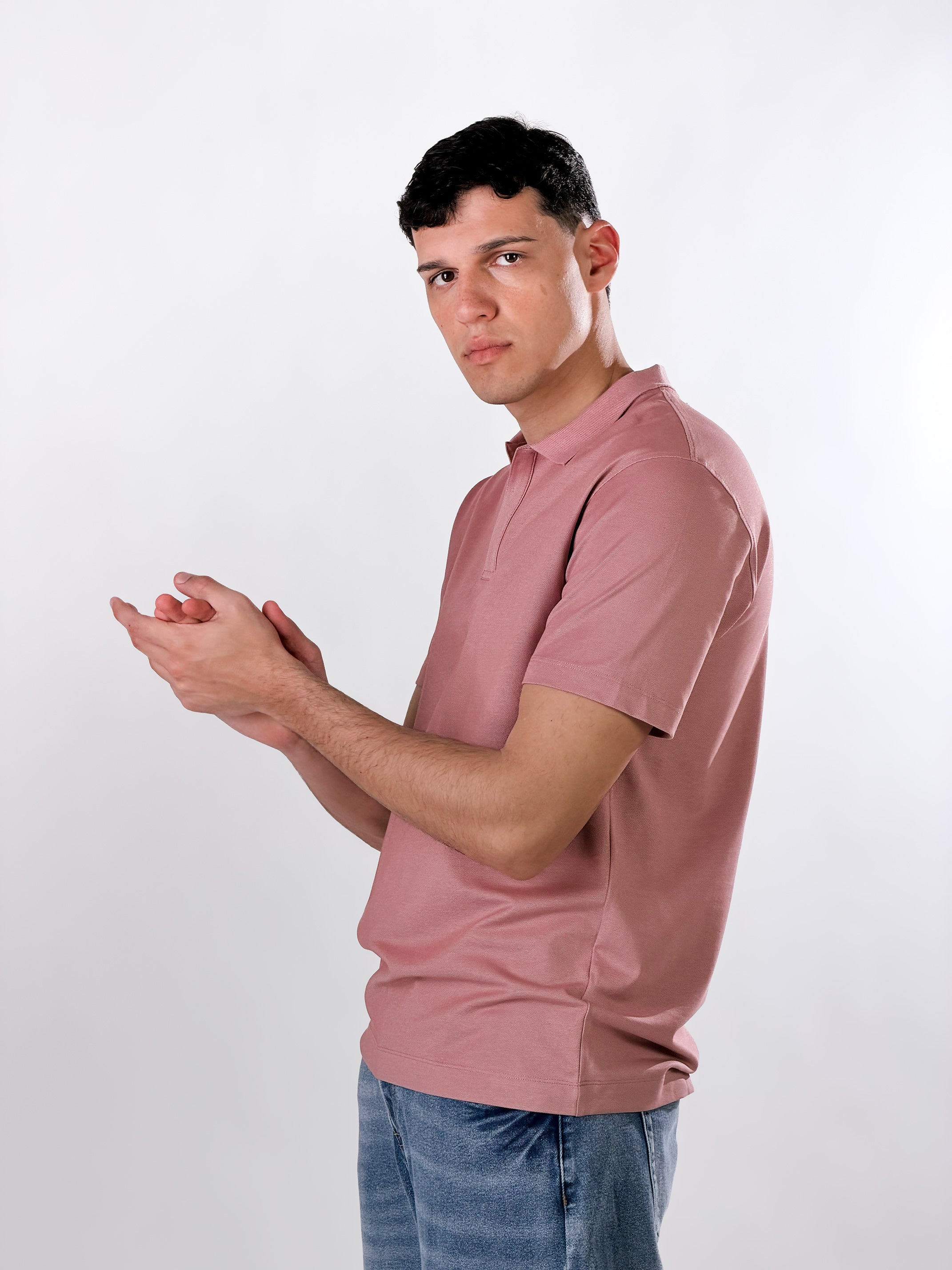 Polo senza bottoni|Colore:Rosa antico