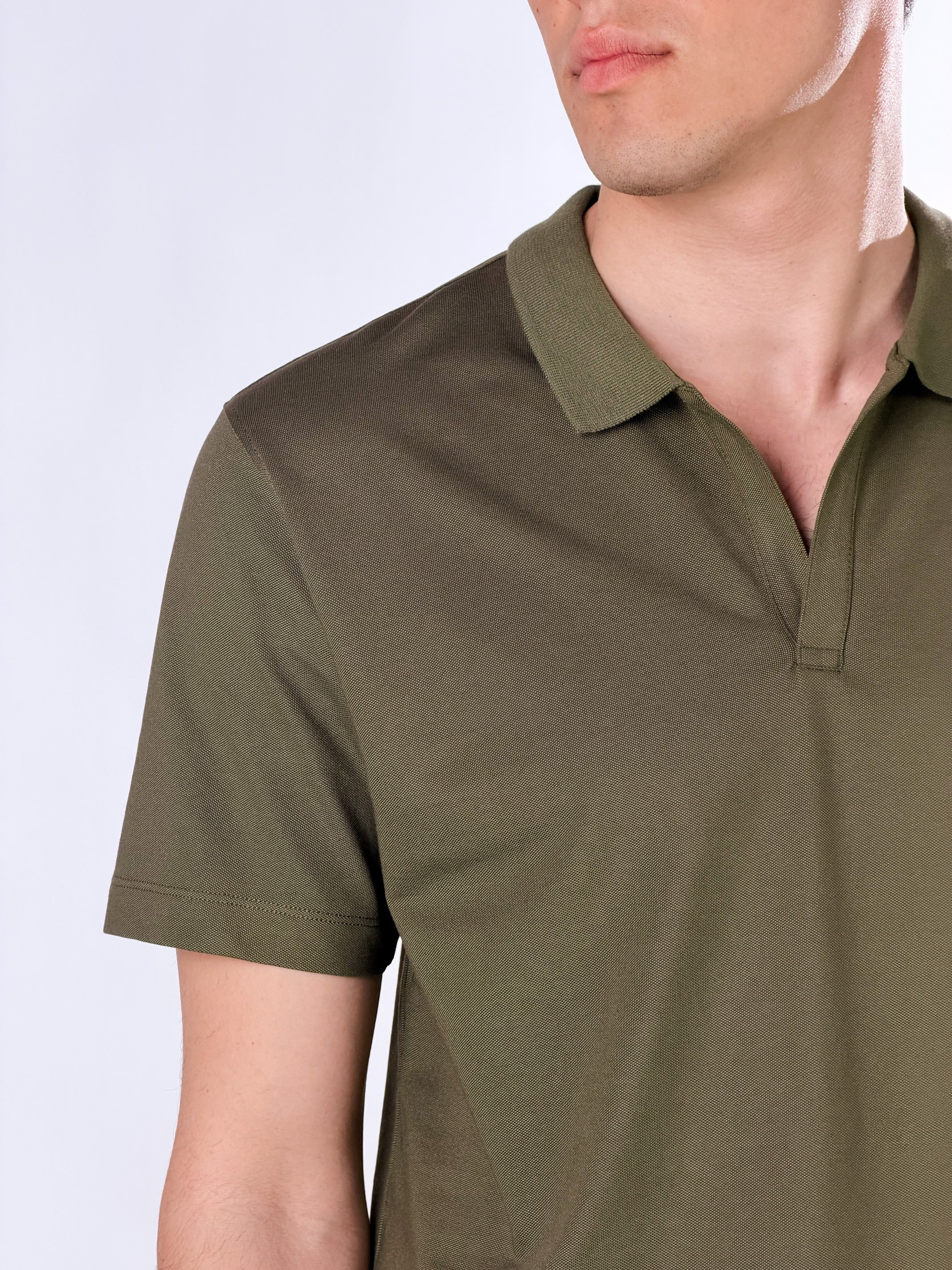 Polo senza bottoni|Colore:Verde militare