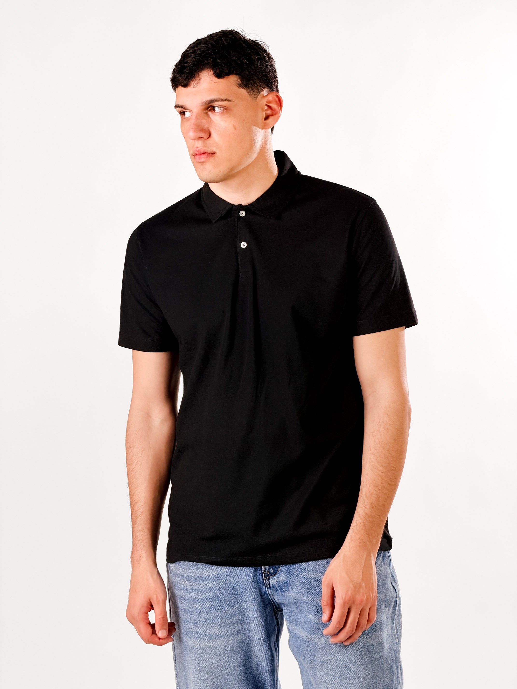 Polo open collar|Colore:Nero