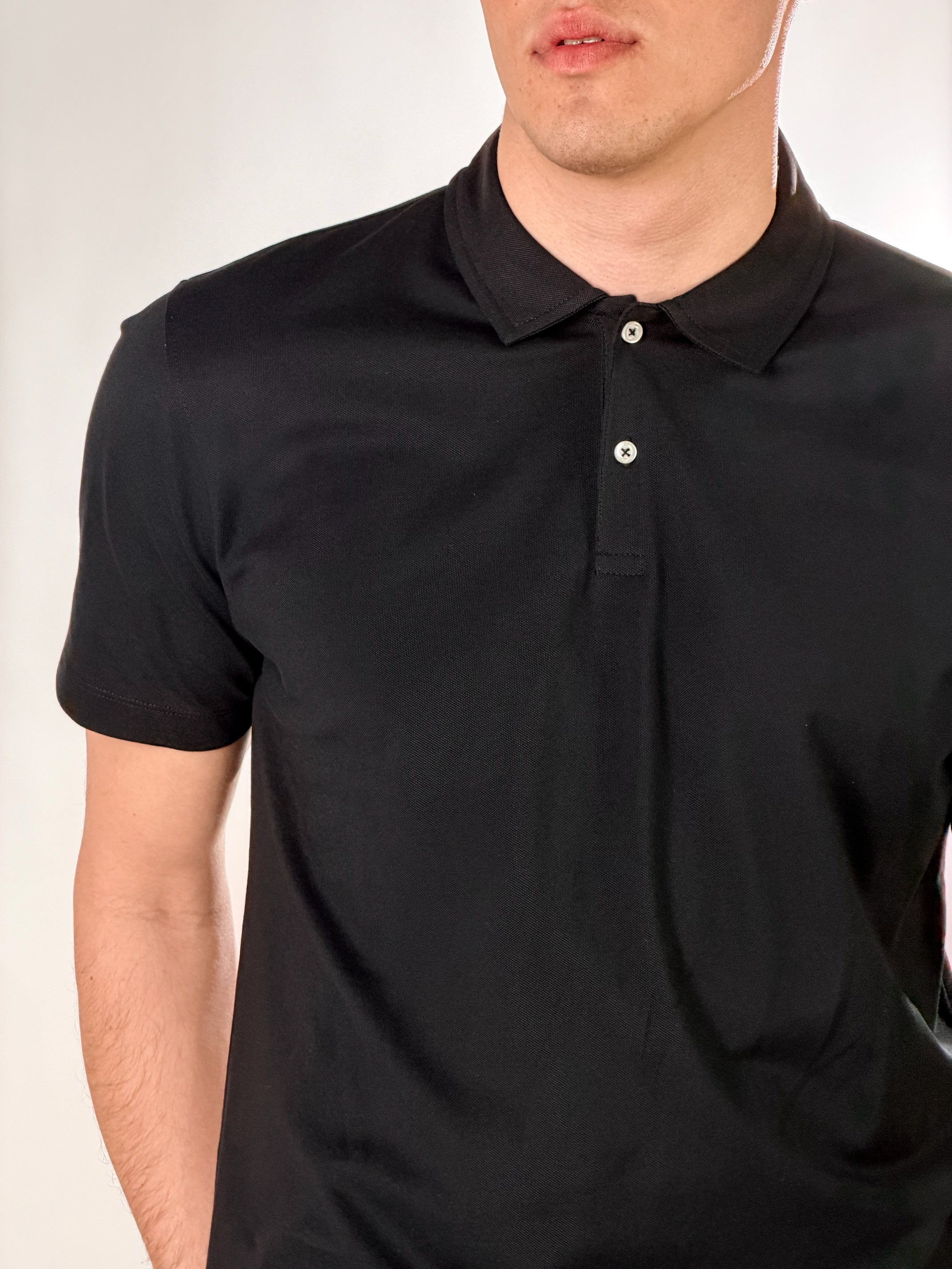 Polo open collar|Colore:Nero
