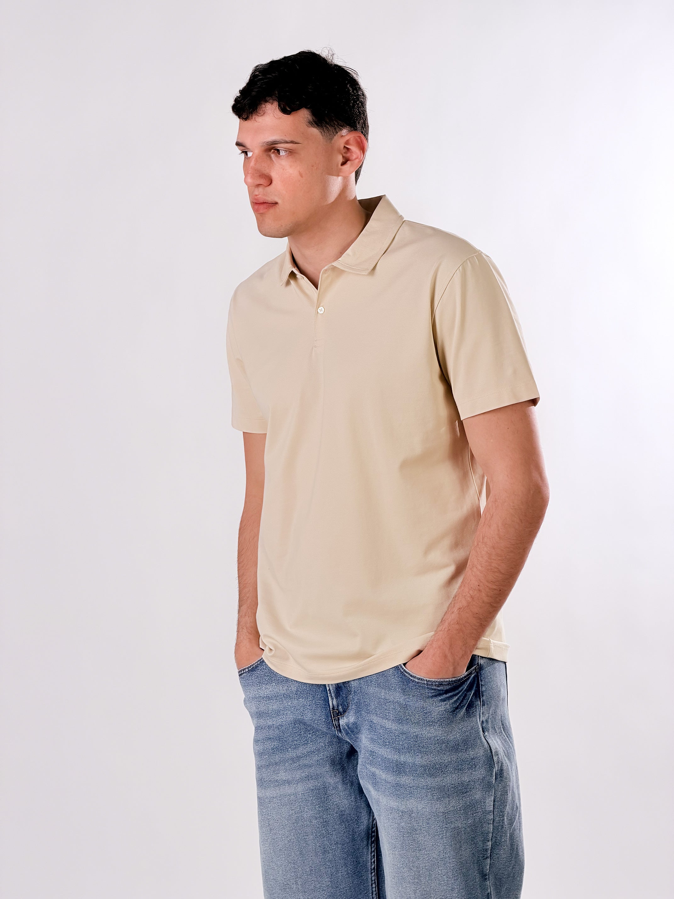 Polo open collar|Colore:Beige