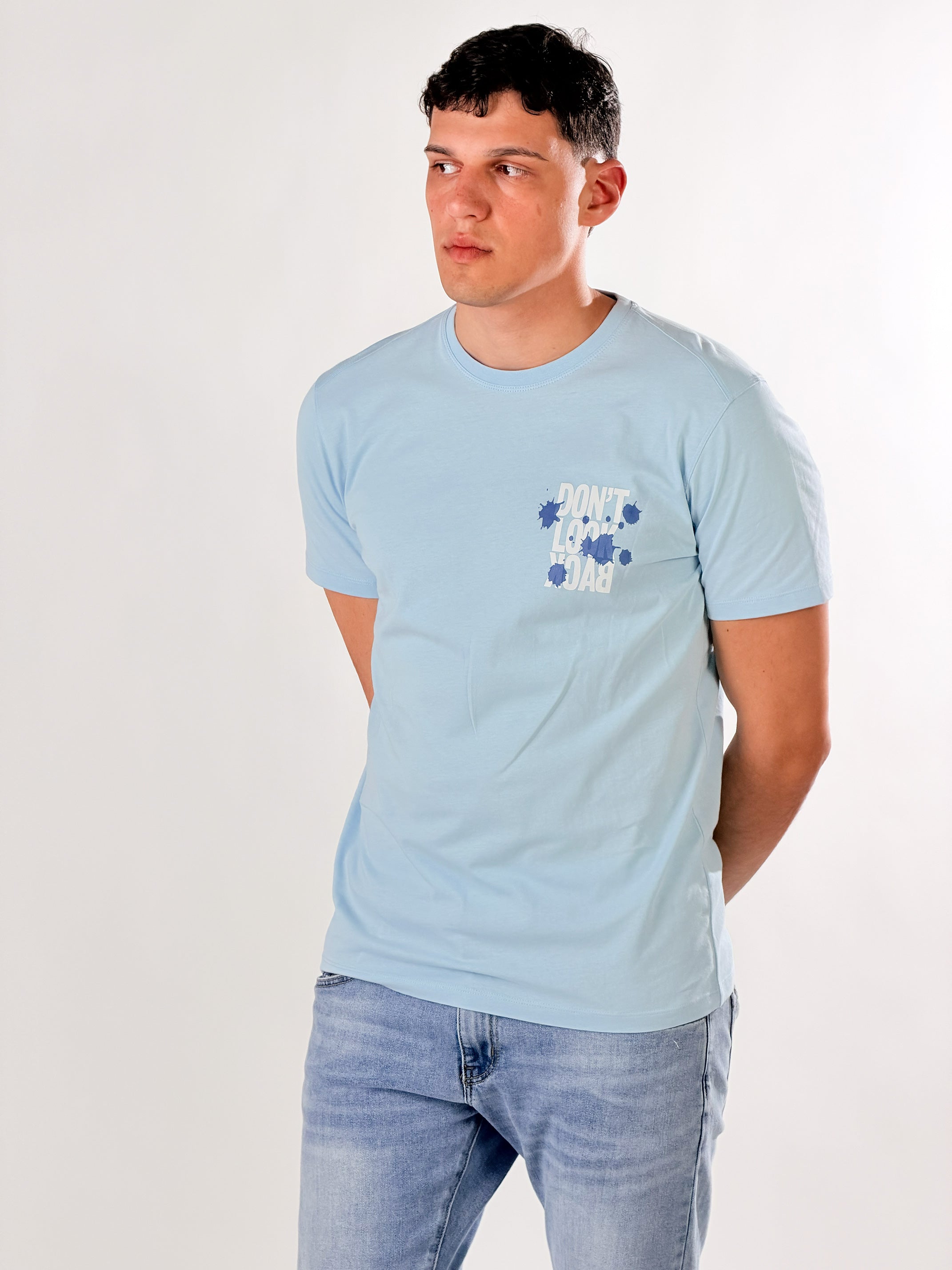 T shirt Don't Look Back  regular fit|Colore:Celeste