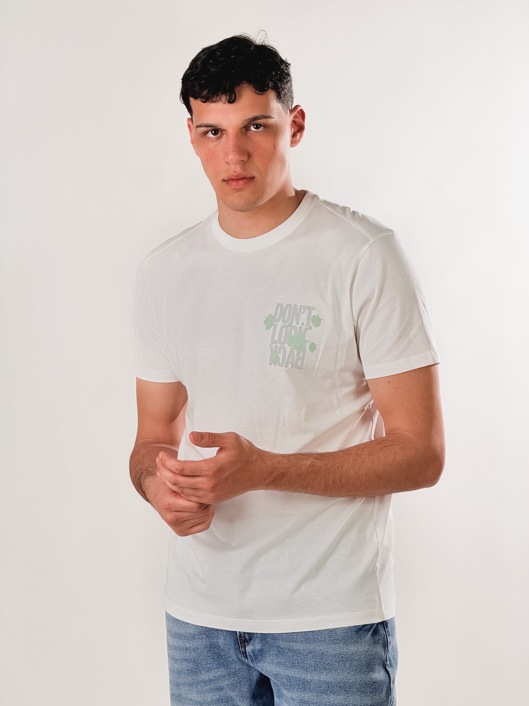 T shirt Don't Look Back  regular fit|Colore:Bianco