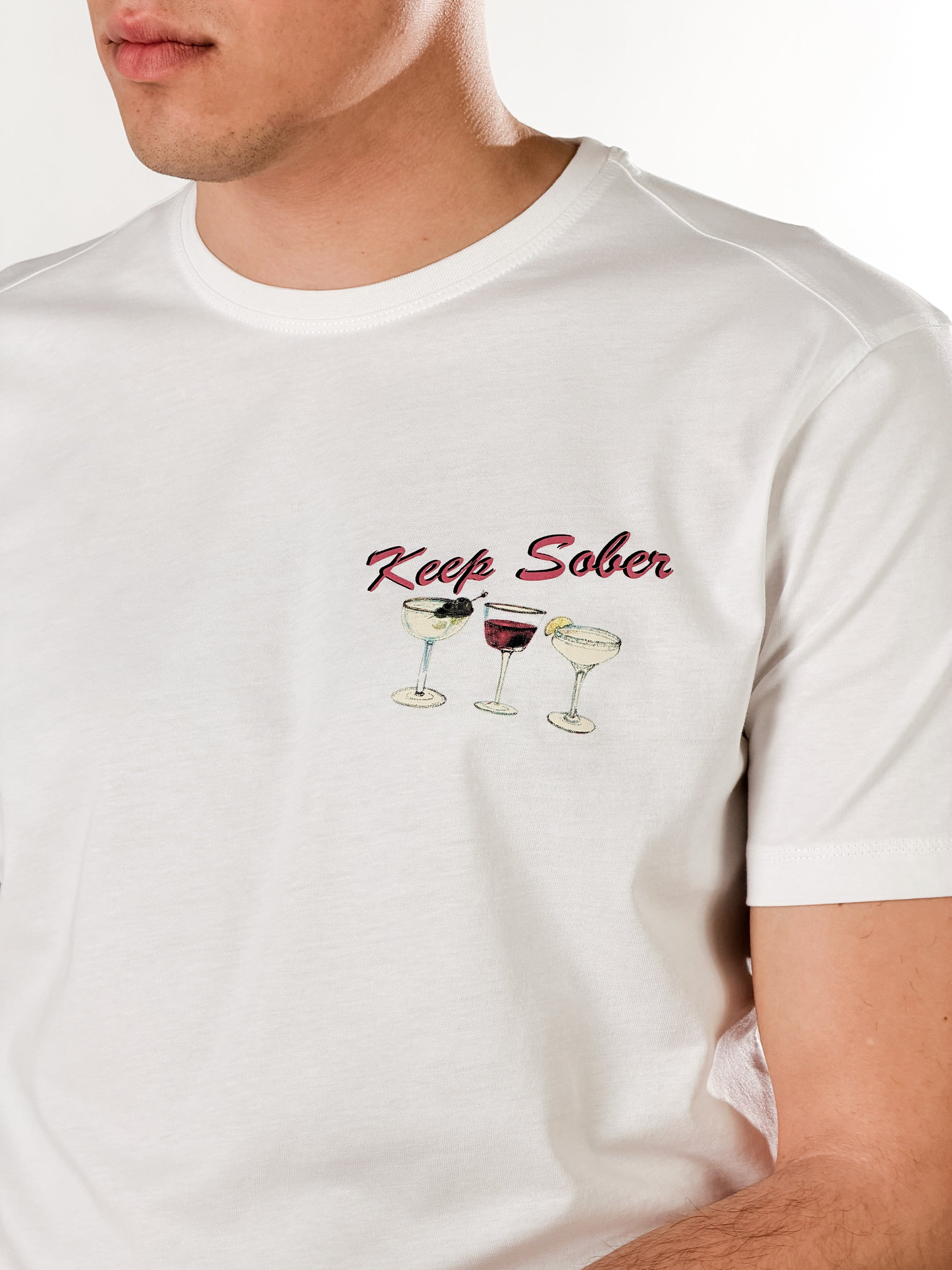 T-shirt Keep Sober base fit|Colore:Bianco