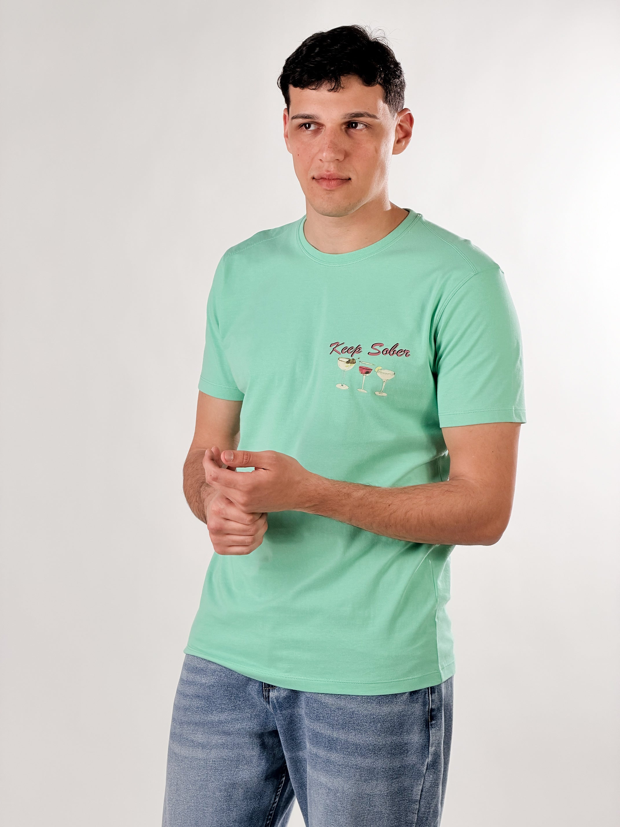 T-shirt Keep Sober base fit|Colore:Verde menta