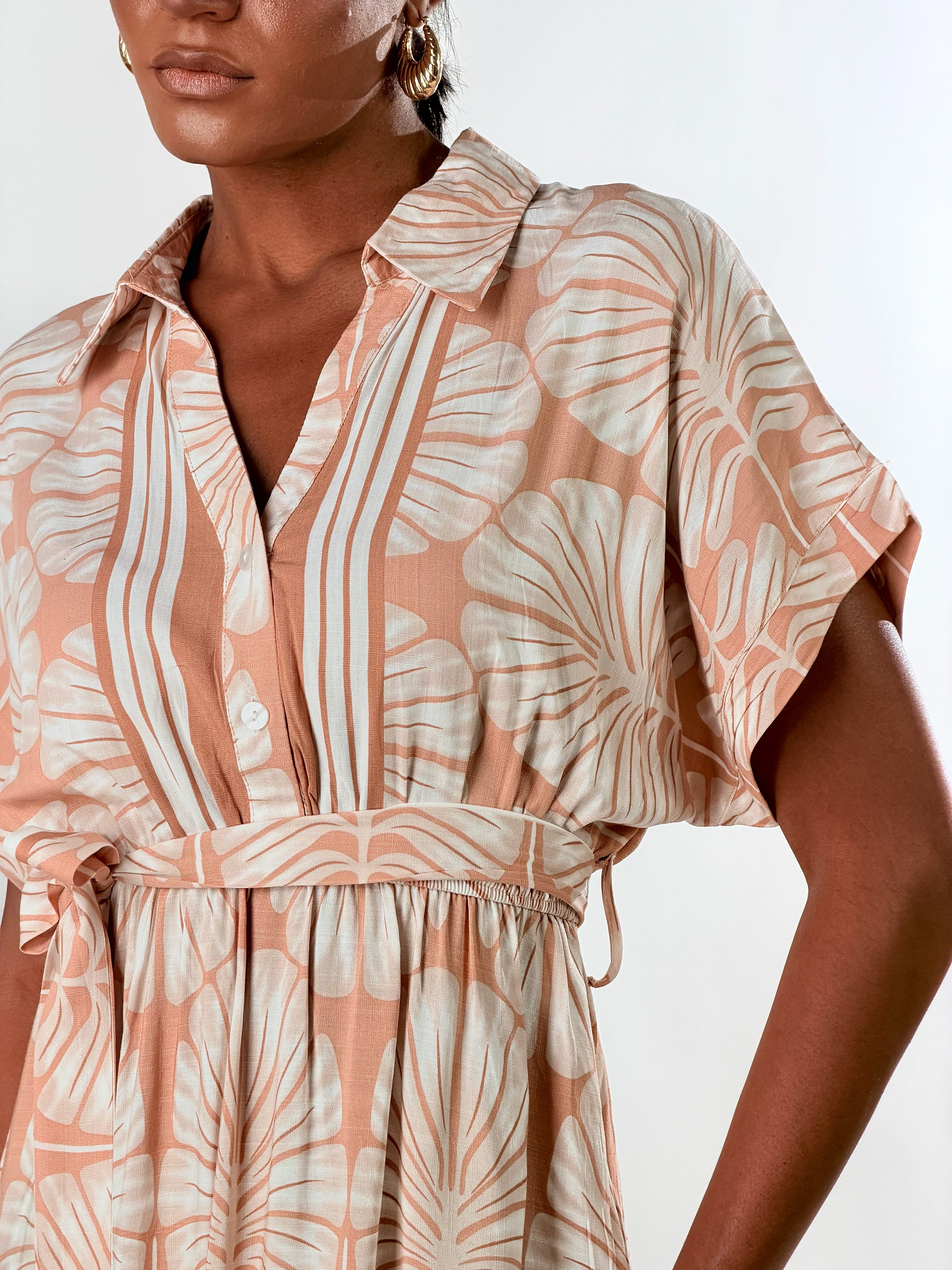 Vestito chemisier stampa Bloom|Colore:Beige