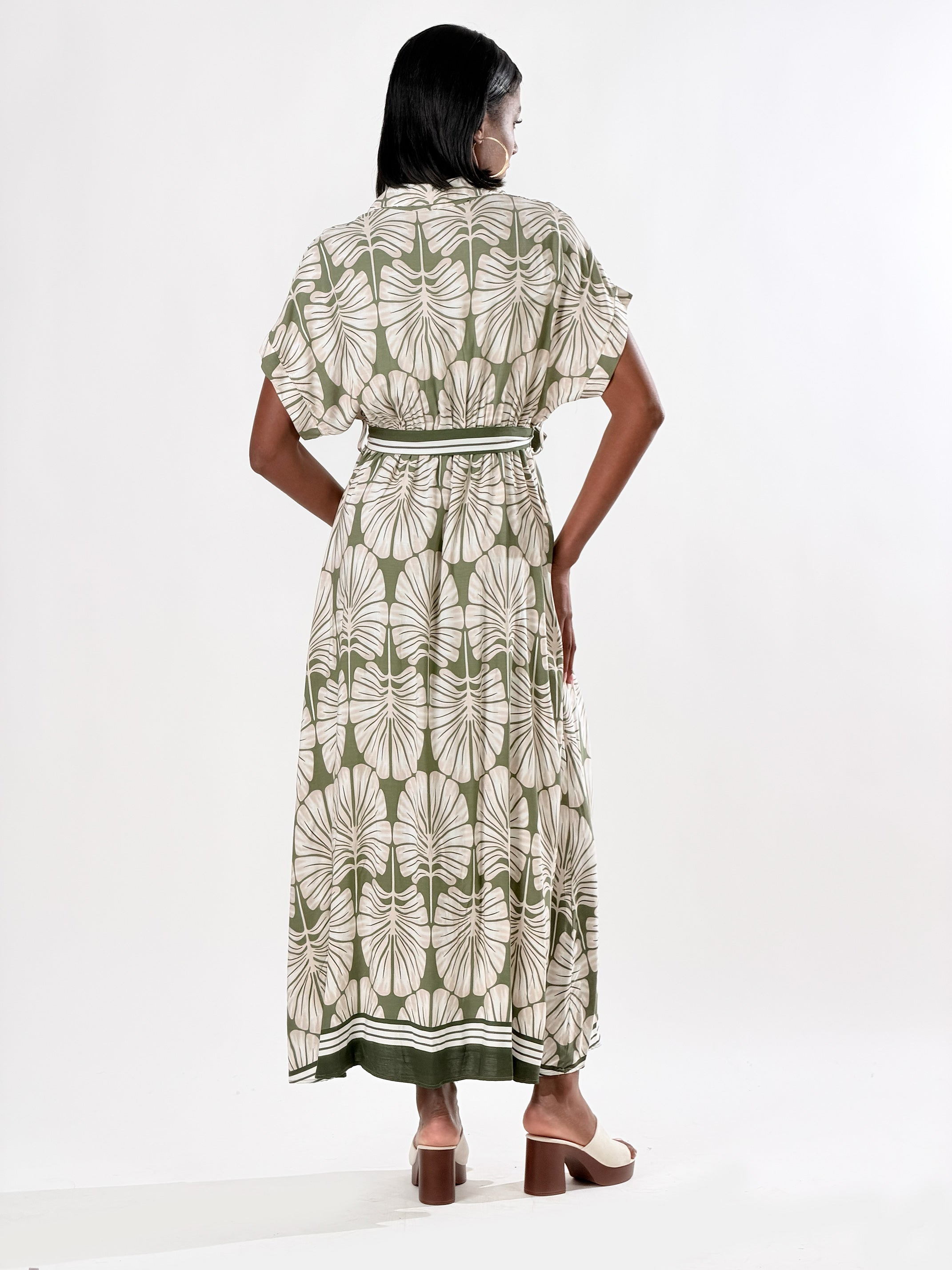 Vestito chemisier stampa Bloom|Colore:Verde