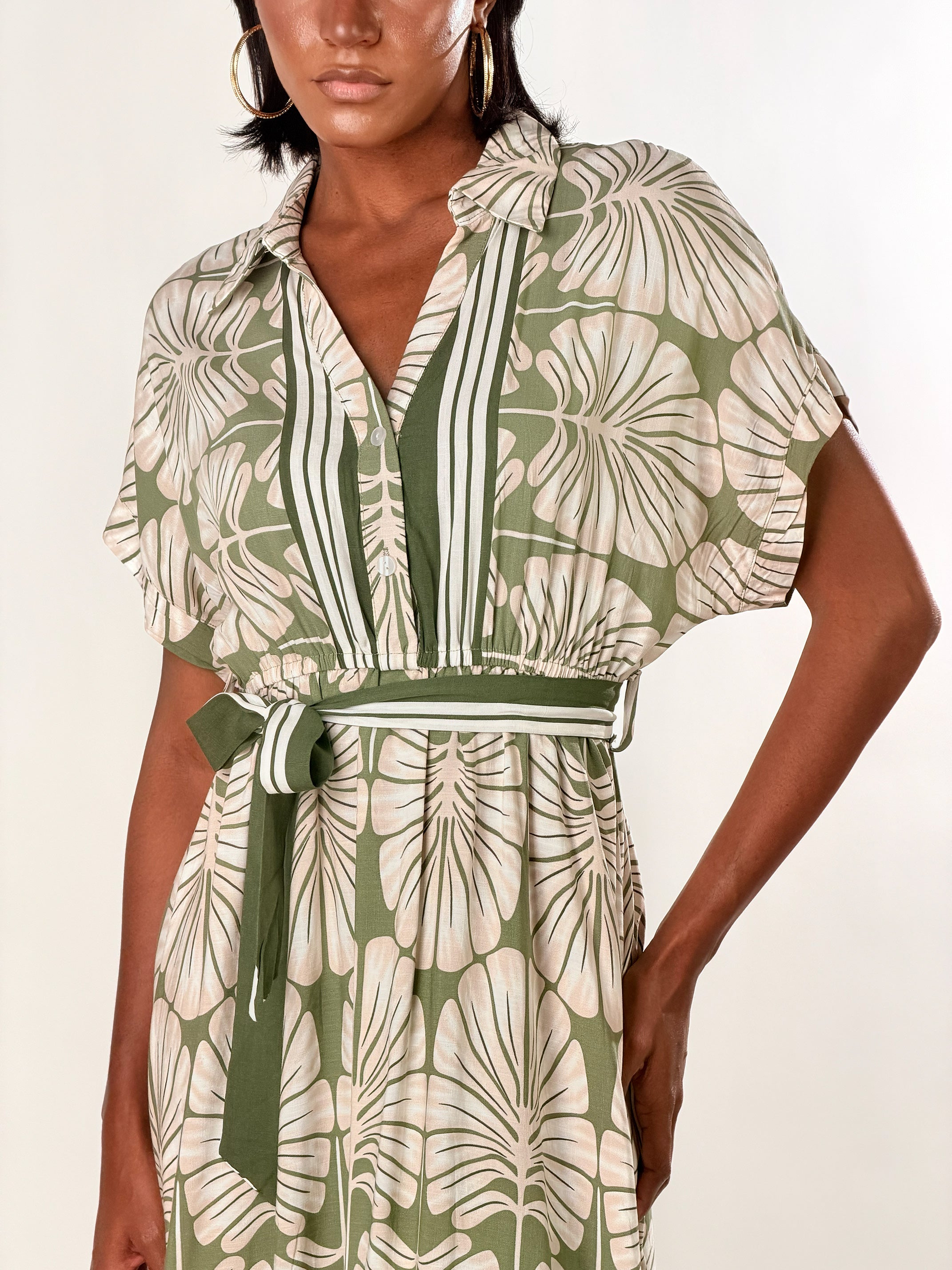 Vestito chemisier stampa Bloom|Colore:Verde