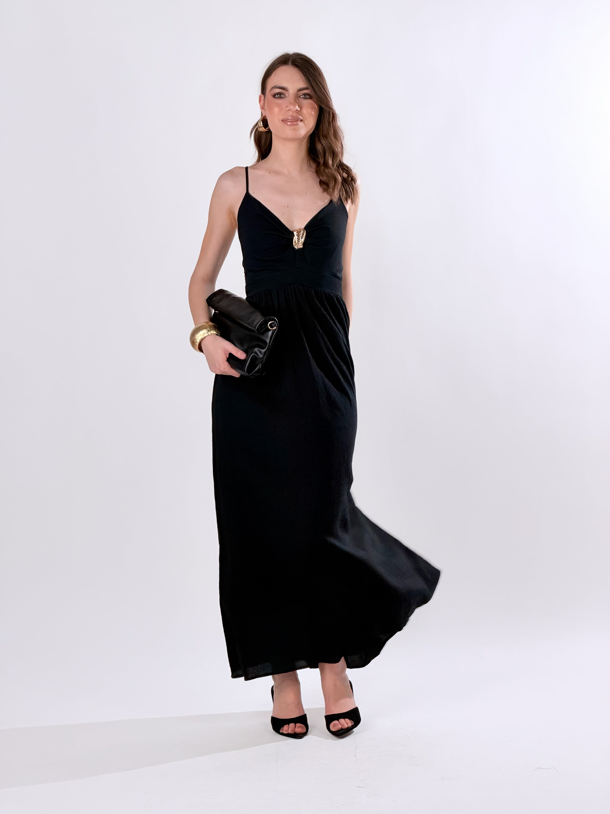 Vestito Allure con Accessorio oro|Colore:Nero