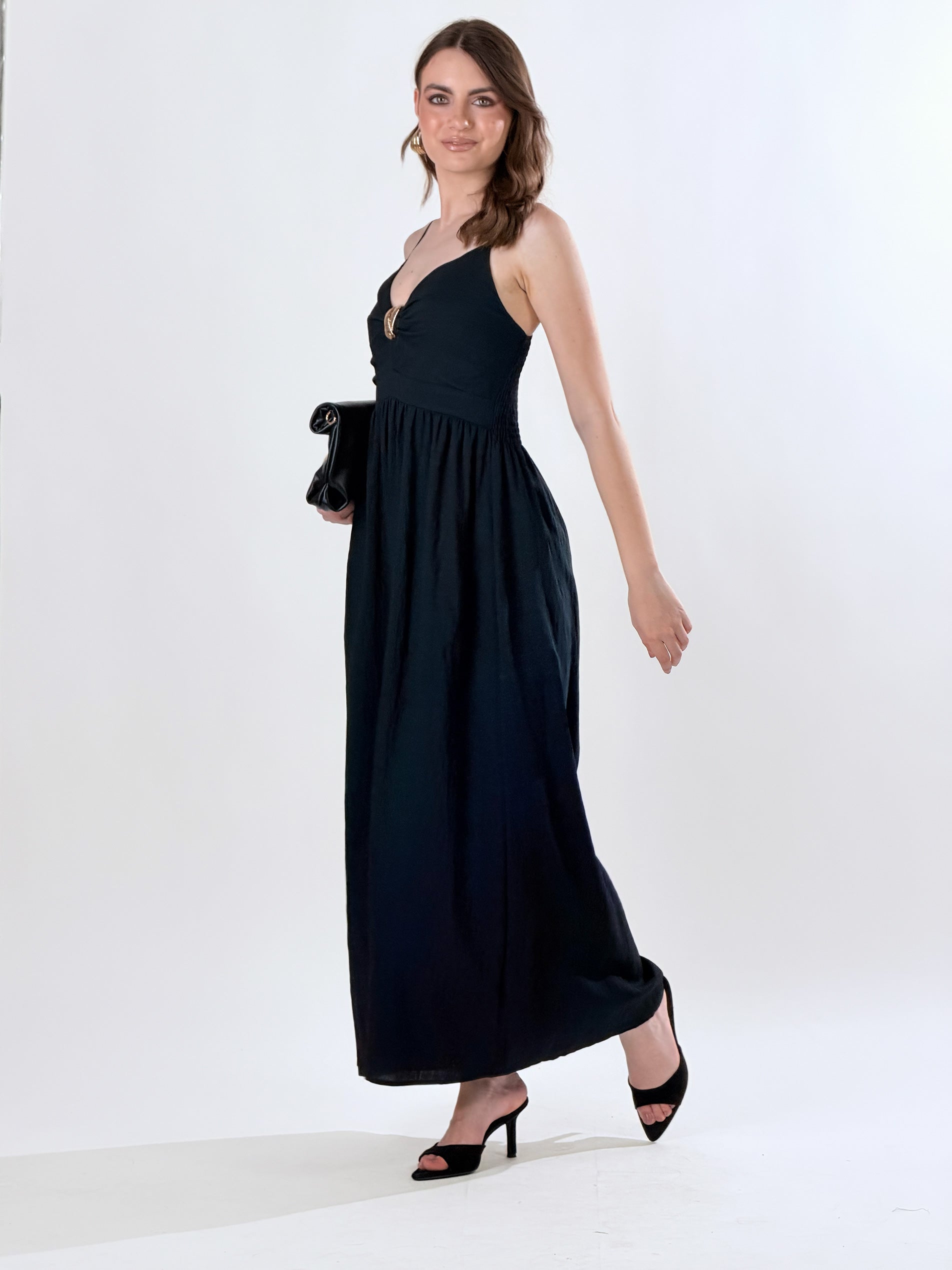 Vestito Allure con Accessorio oro|Colore:Nero