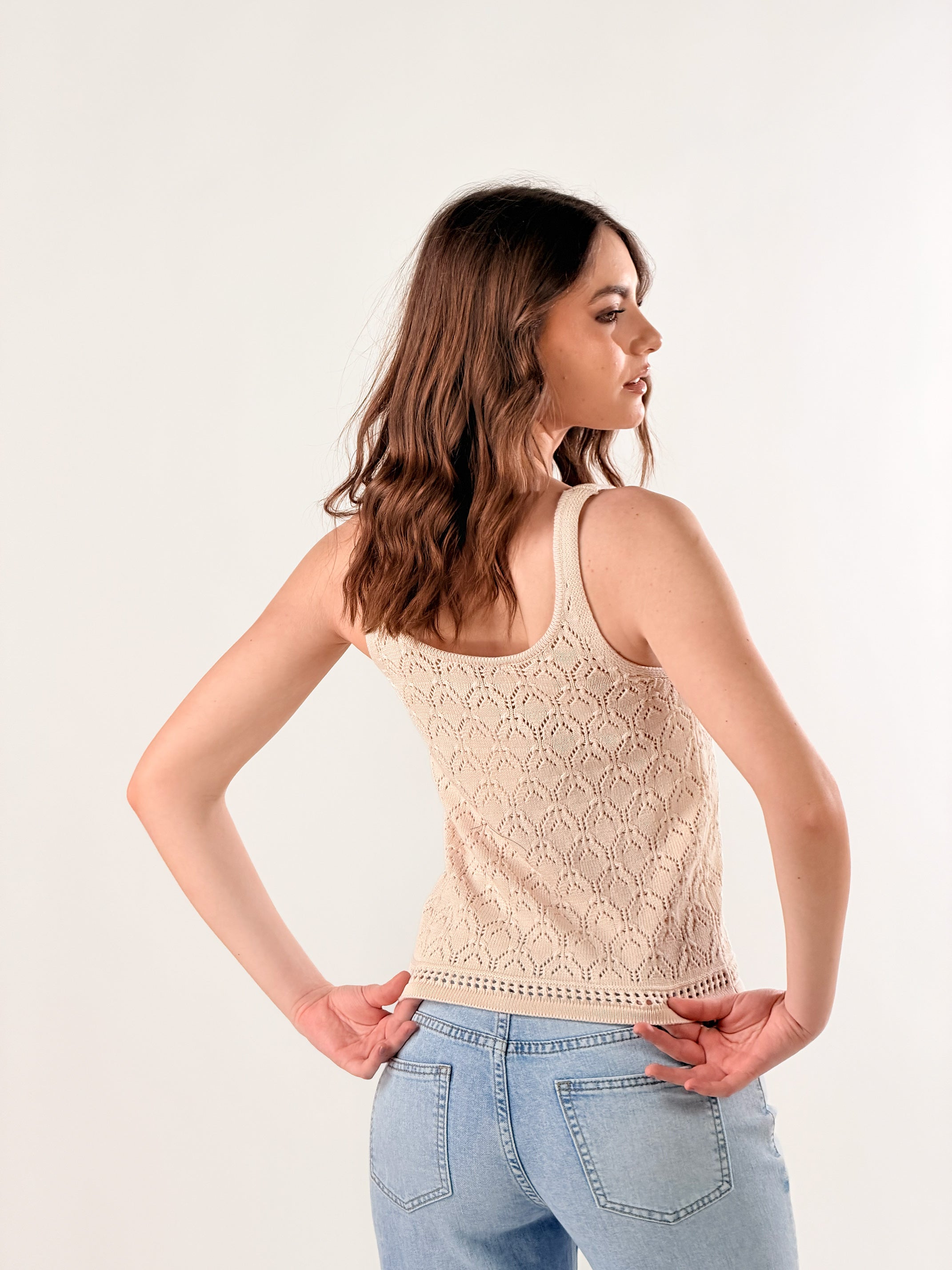 Top traforato in filo|Colore:Beige