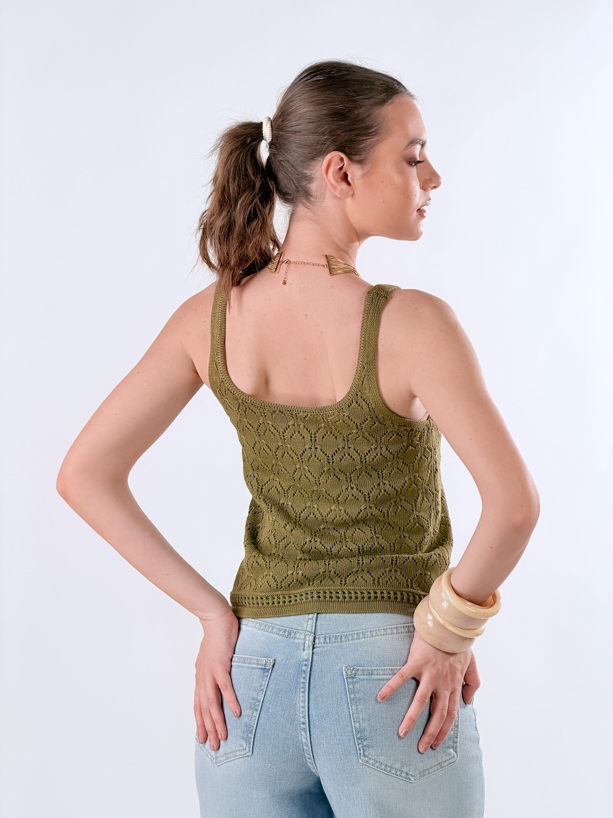 Top traforato in filo|Colore:Verde