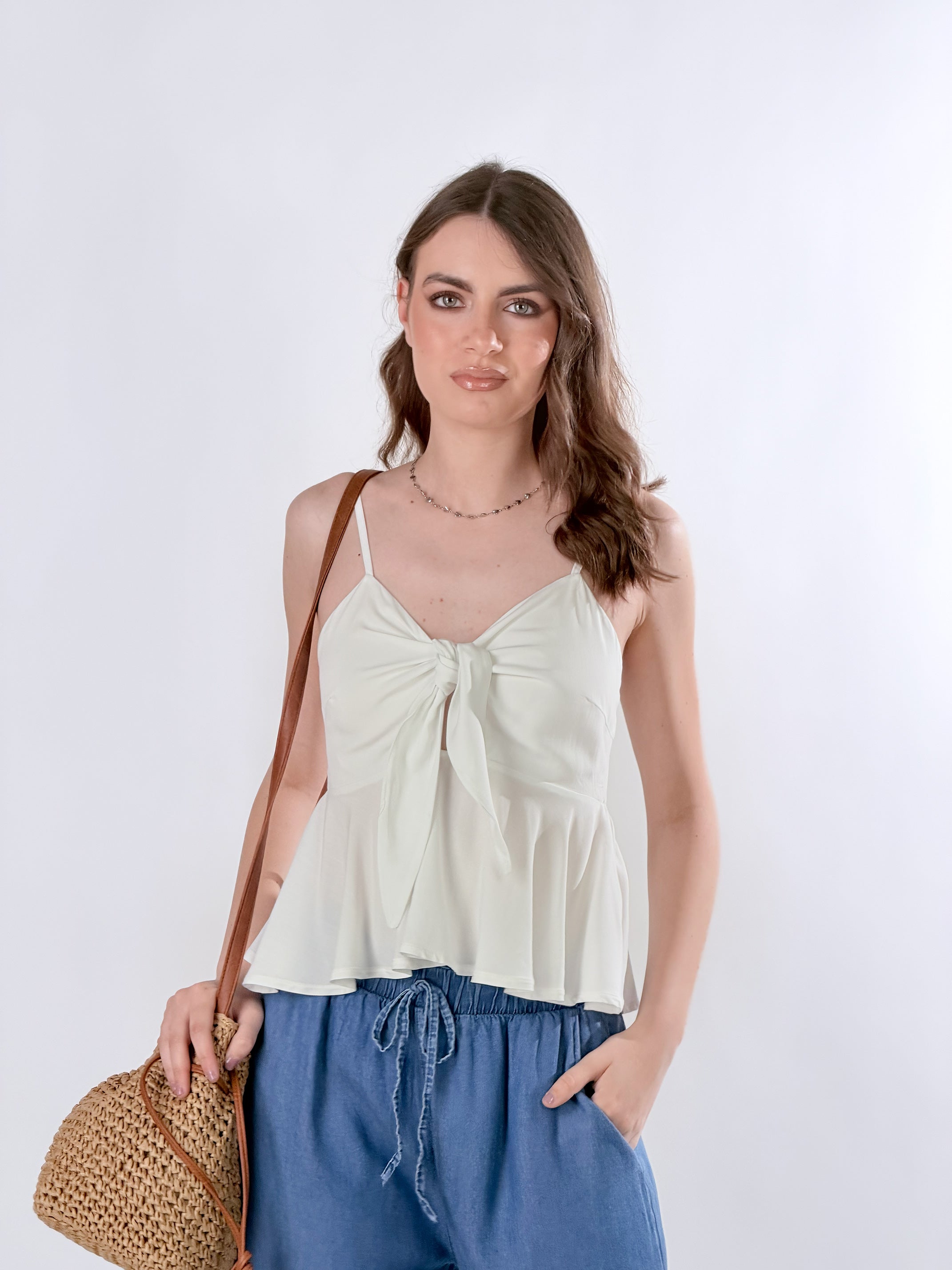 Top con Fiocco regolabile|Colore:Latte