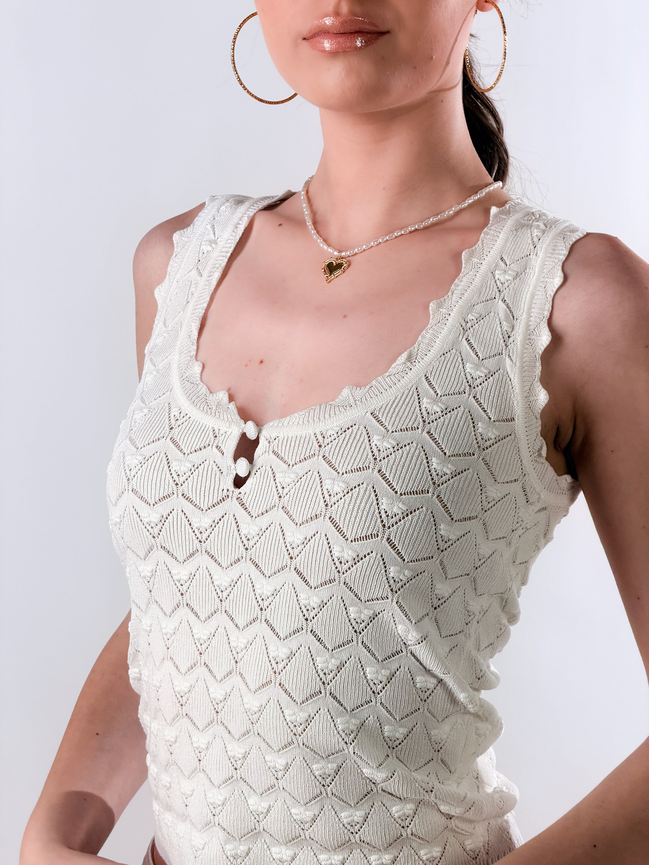 Top traforato in maglia|Colore:Bianco